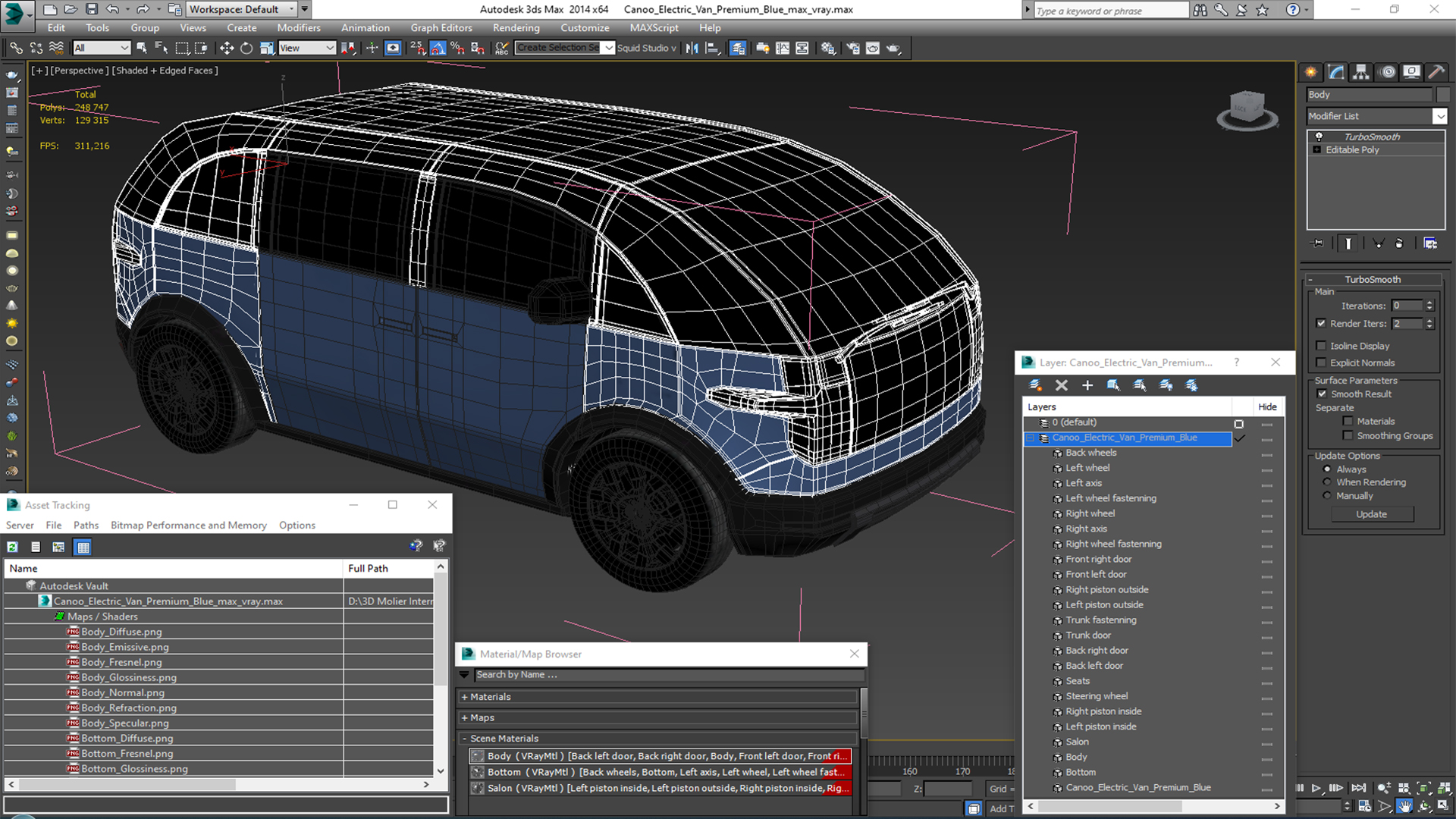 3D Canoo Electric Van Premium Blue