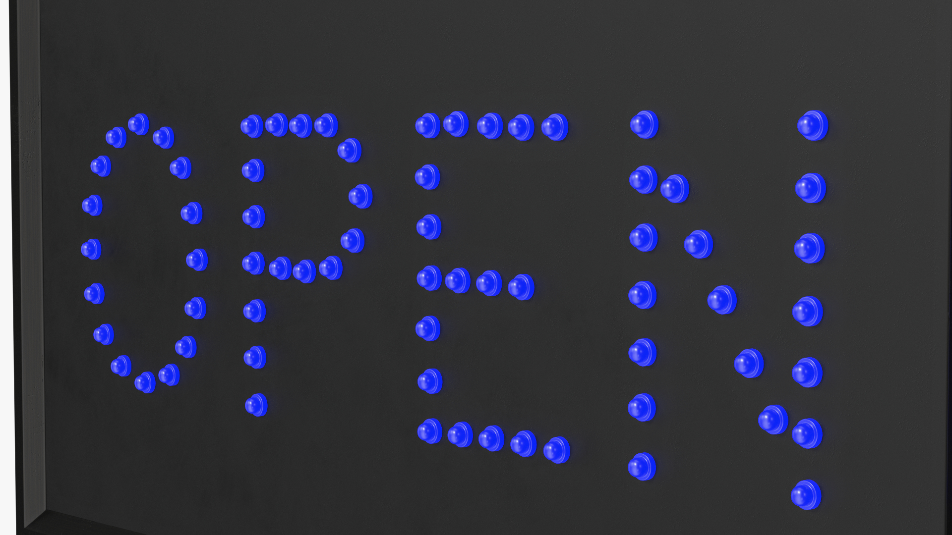 3D Traditional Rectangle Blue LED Neon Sign Open ON model
