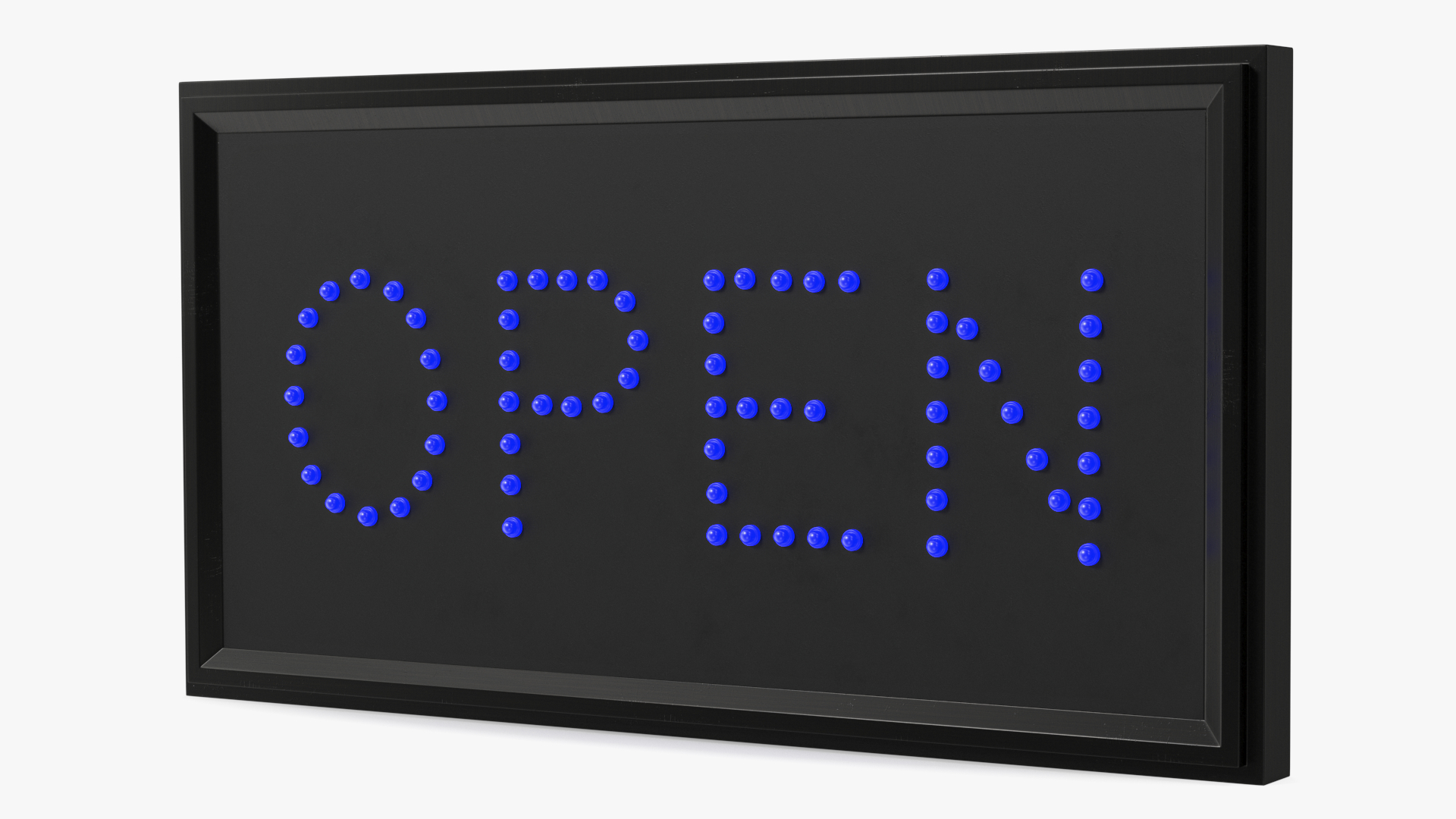 3D Traditional Rectangle Blue LED Neon Sign Open ON model