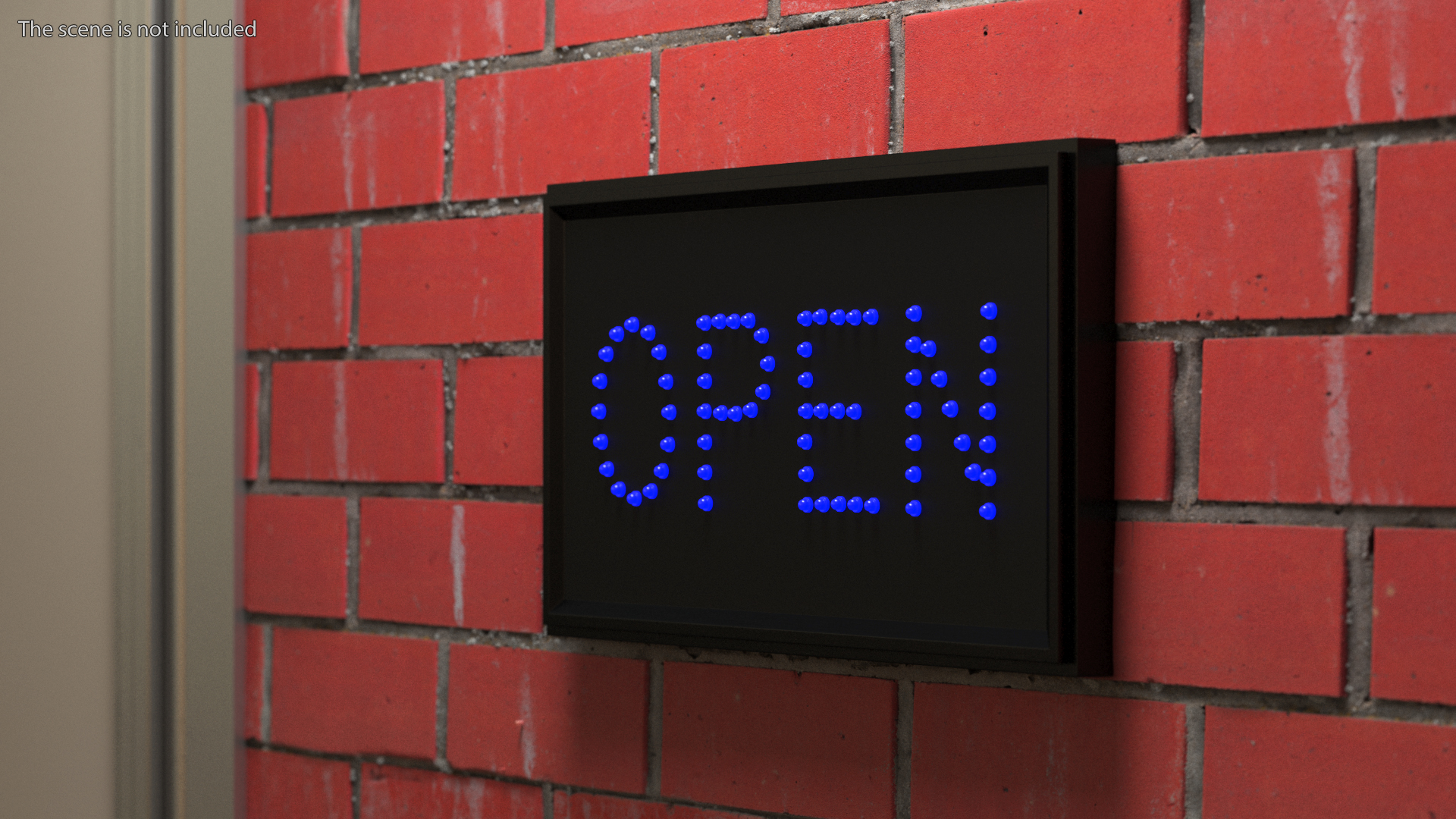 3D Traditional Rectangle Blue LED Neon Sign Open ON model