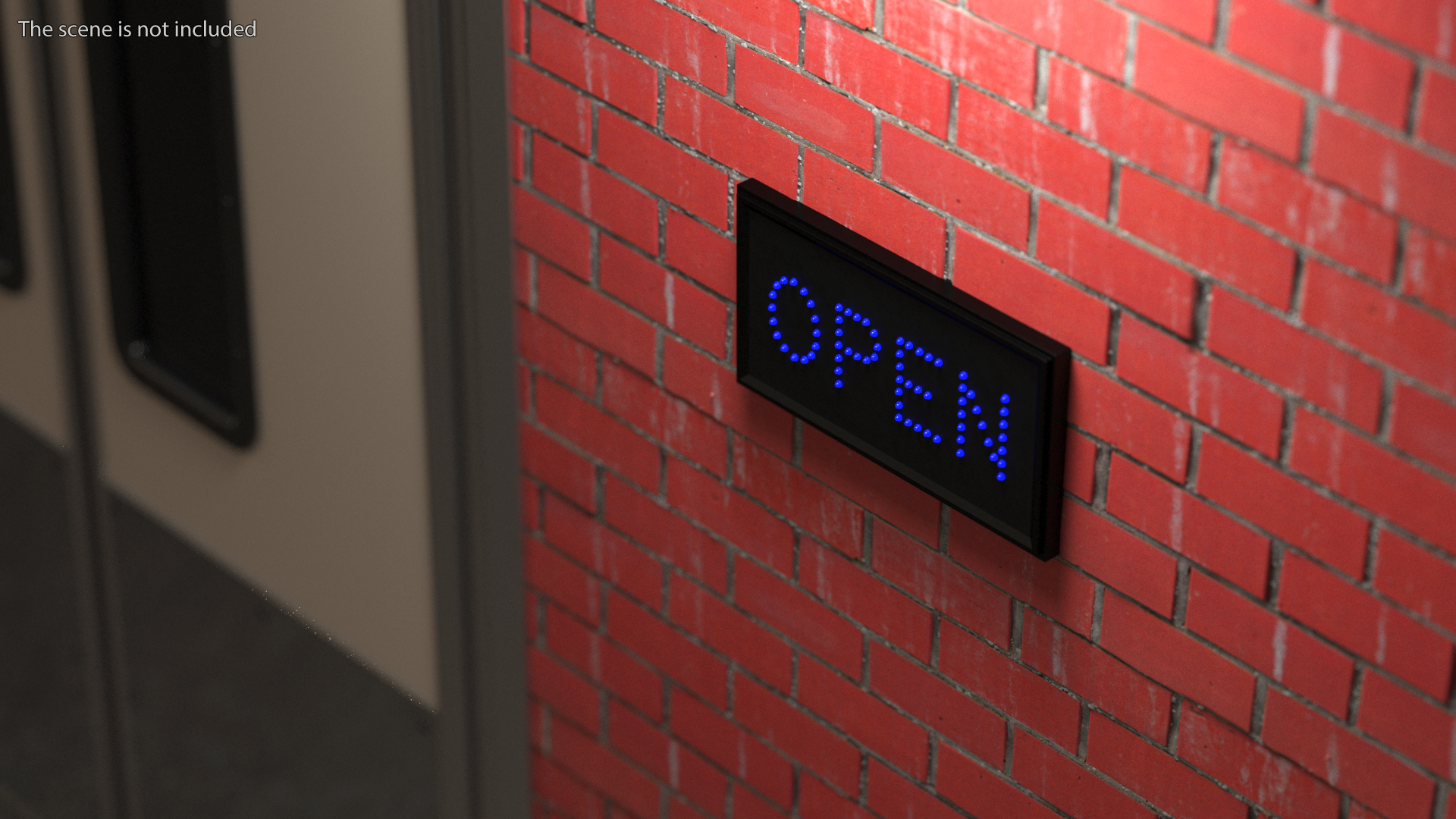 3D Traditional Rectangle Blue LED Neon Sign Open ON model