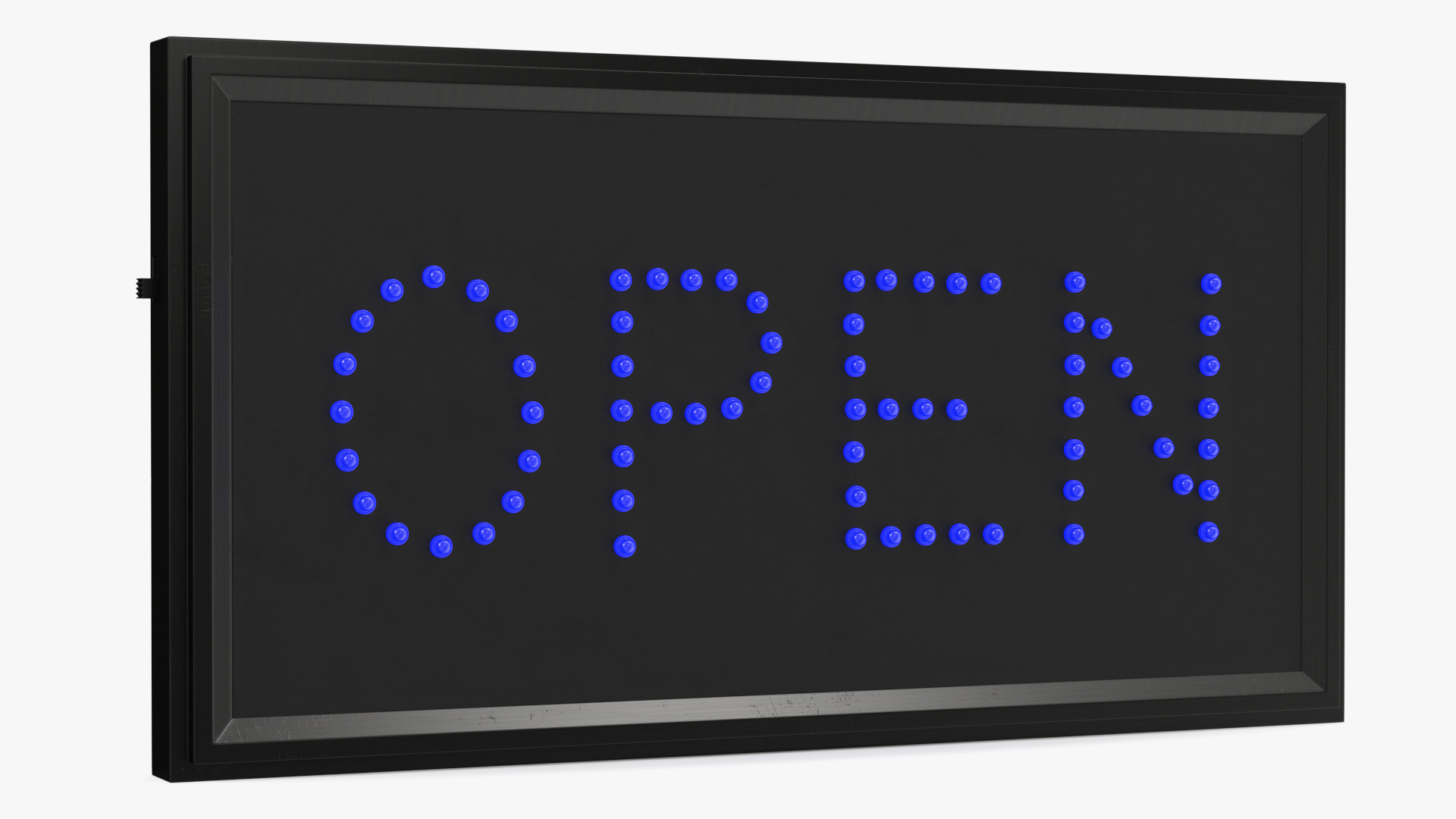 3D Traditional Rectangle Blue LED Neon Sign Open ON model