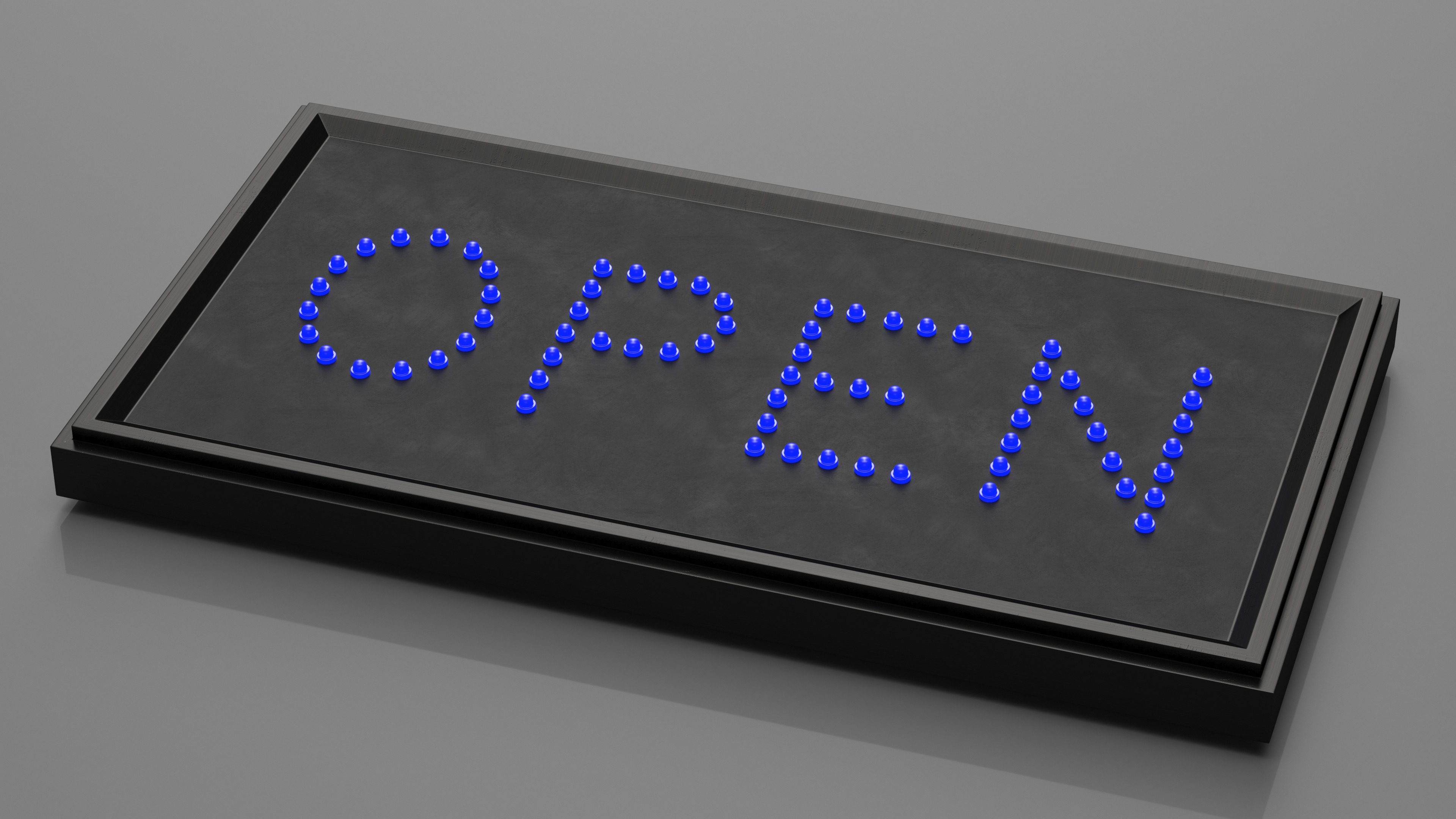 3D Traditional Rectangle Blue LED Neon Sign Open ON model