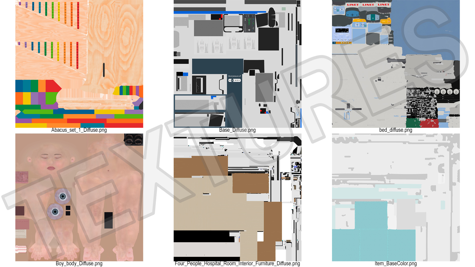 3D Large Pediatric Hospital Ward with People