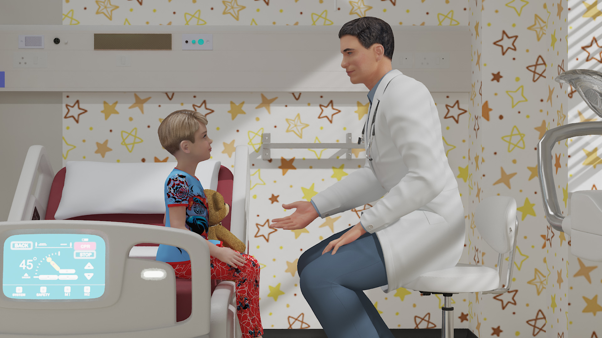3D Large Pediatric Hospital Ward with People