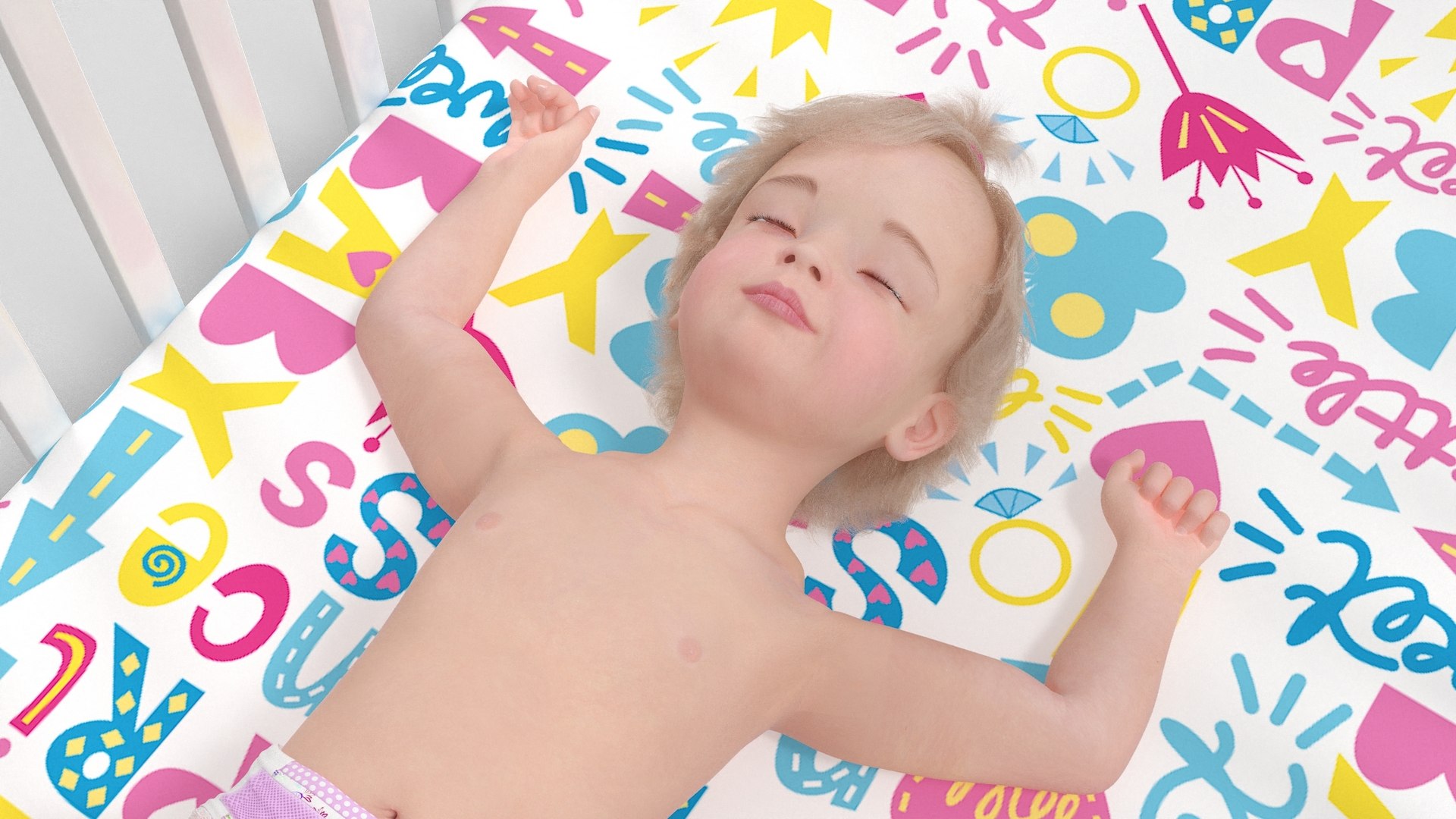 3D Large Pediatric Hospital Ward with People