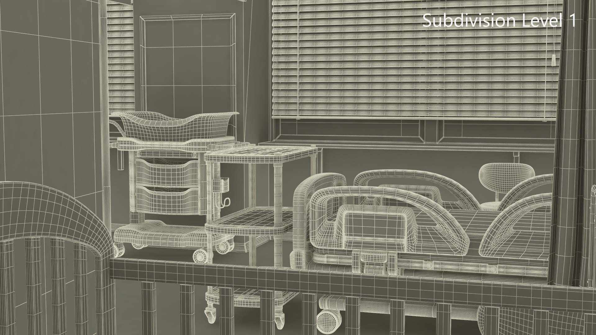 3D Large Pediatric Hospital Ward with People