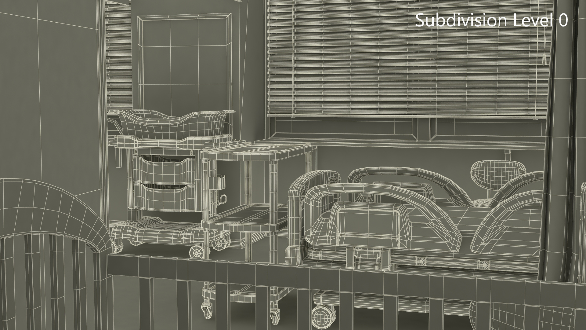3D Large Pediatric Hospital Ward with People