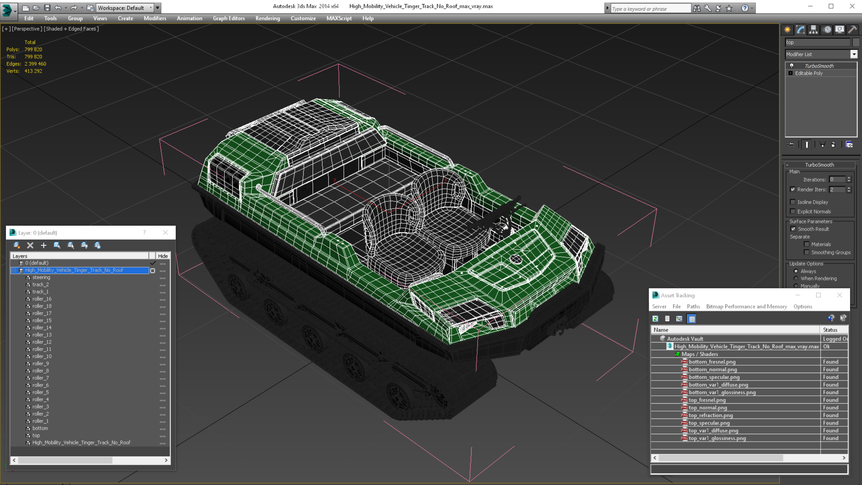 High Mobility Vehicle Tinger Track No Roof 3D
