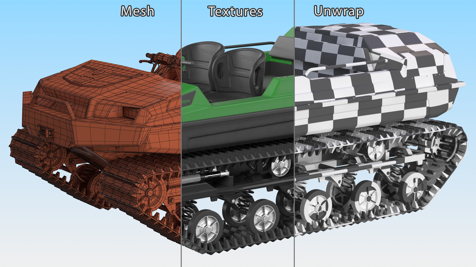 High Mobility Vehicle Tinger Track No Roof 3D