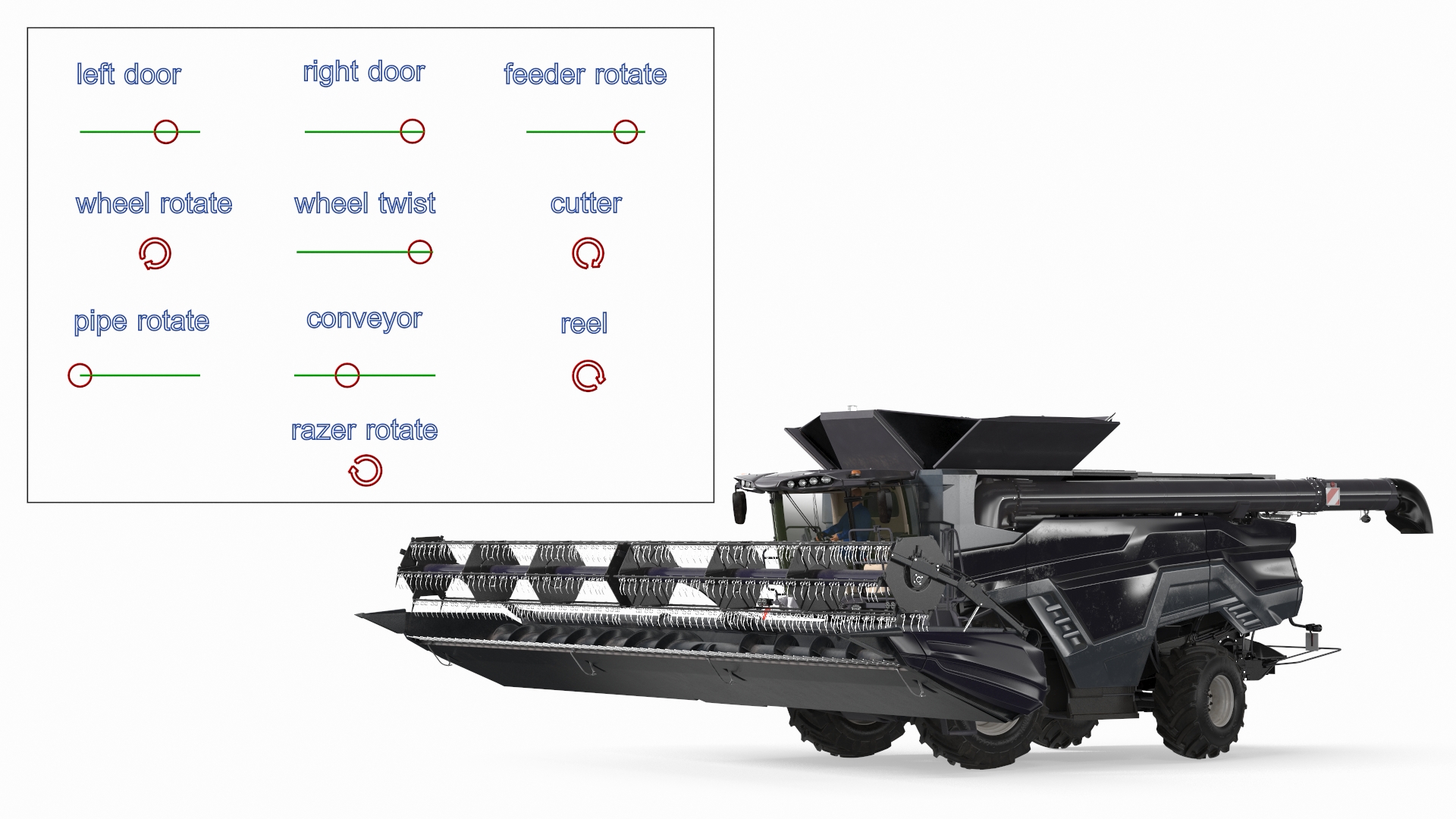 3D model Driver Harvester Massey Ferguson Ideal Rigged