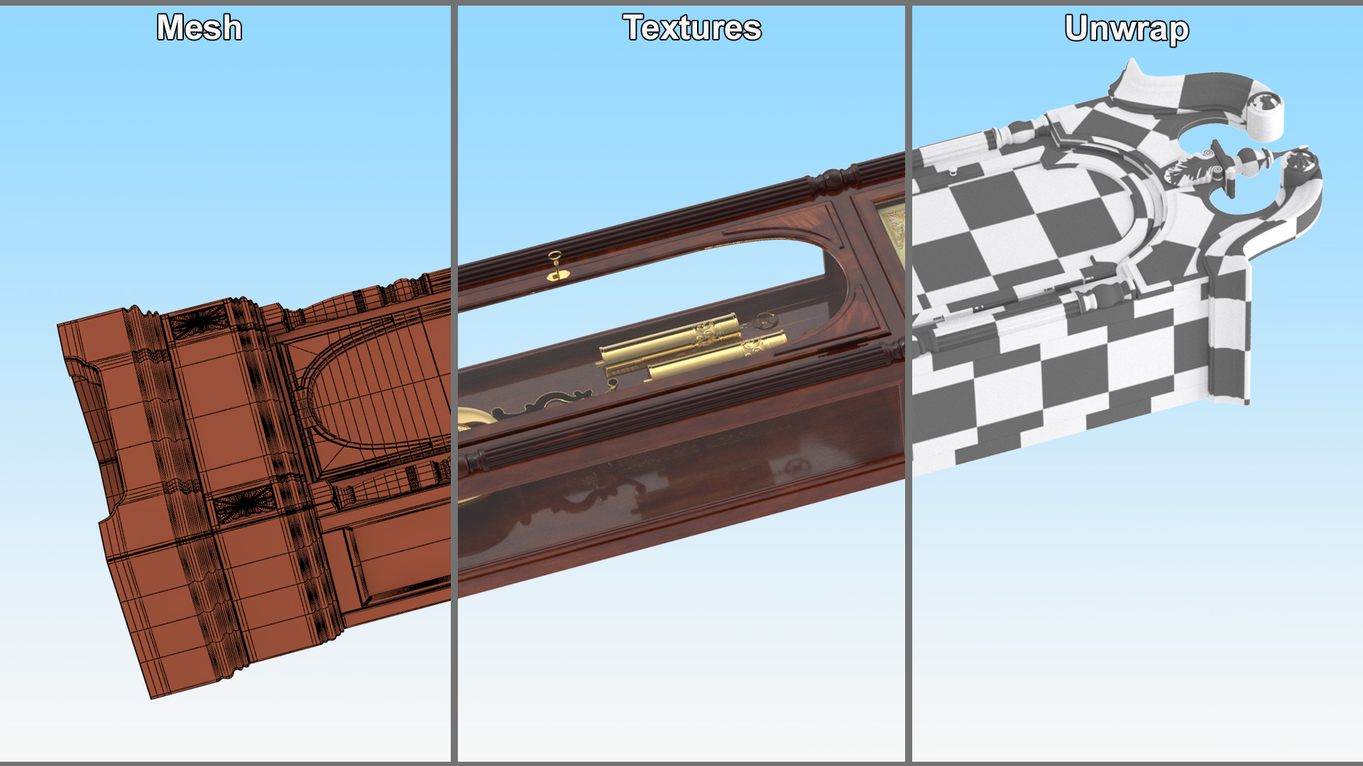 Grandfather Clock Walnut 3D model