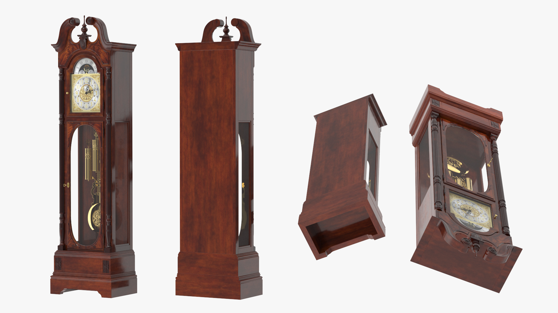 Grandfather Clock Walnut 3D model