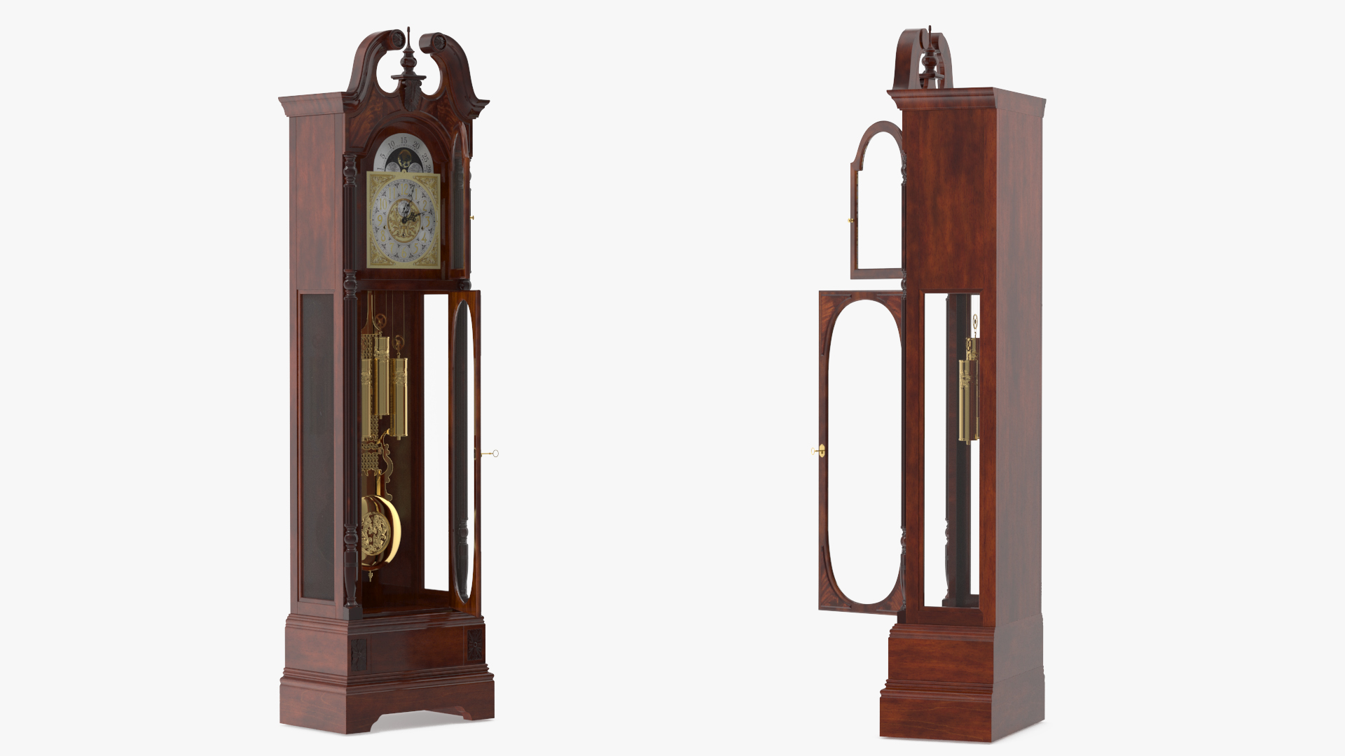 Grandfather Clock Walnut 3D model