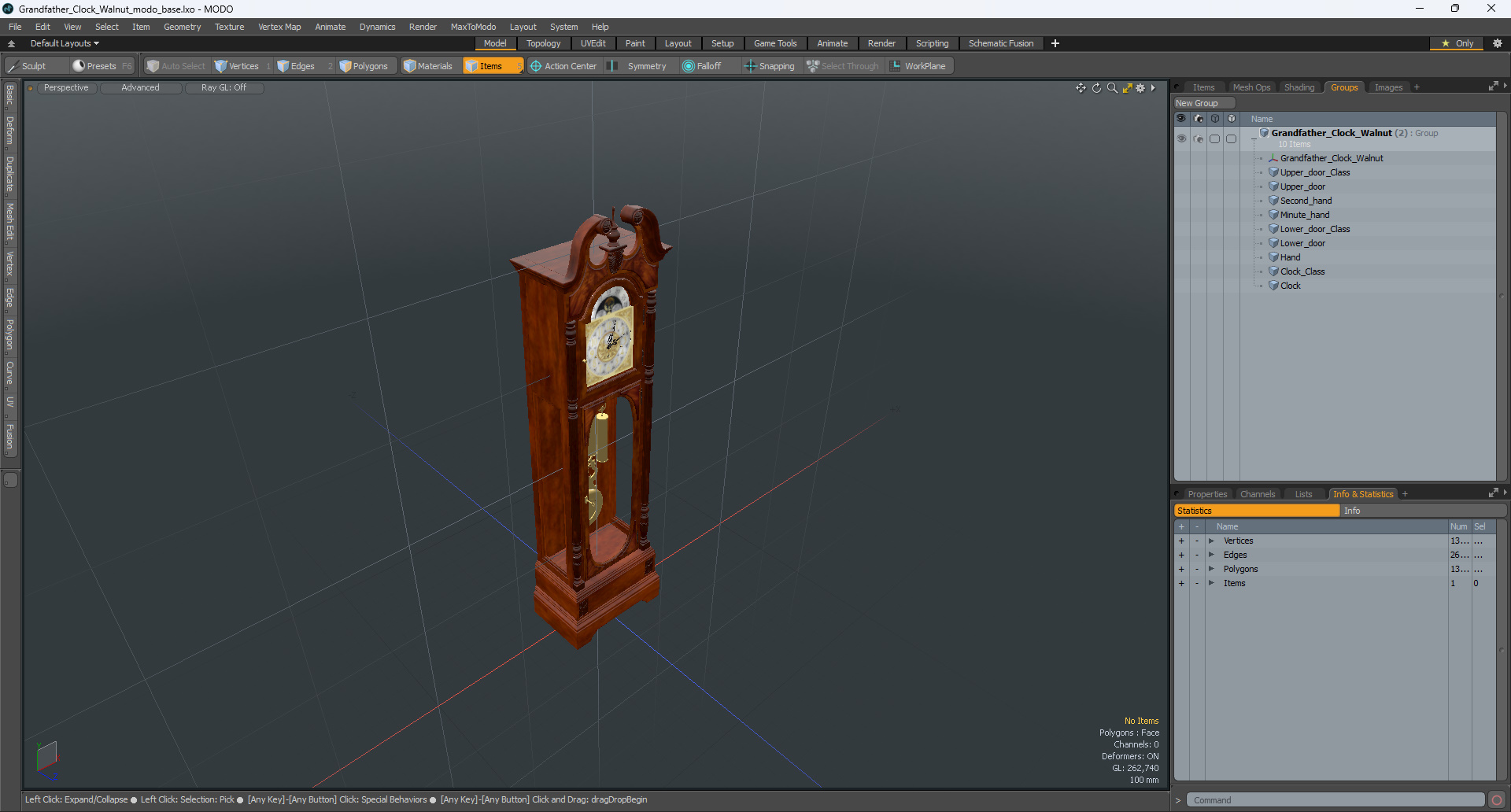 Grandfather Clock Walnut 3D model