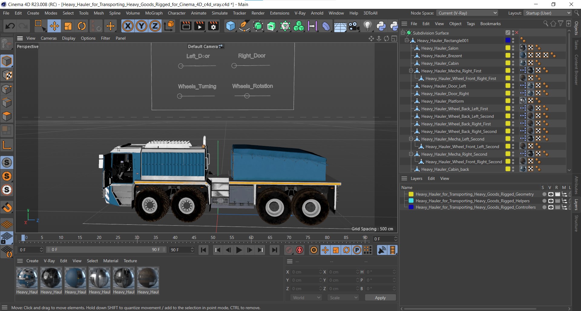 Heavy Hauler for Transporting Heavy Goods Rigged for Cinema 4D 3D