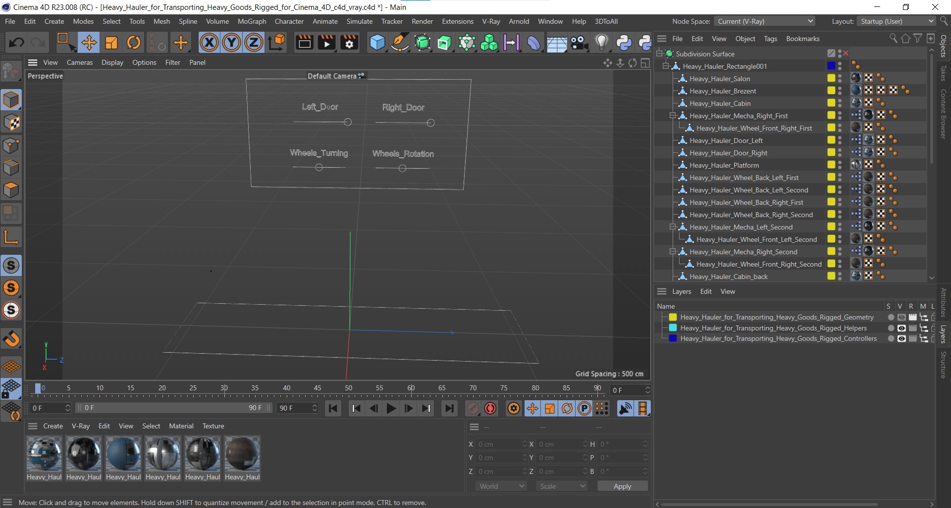 Heavy Hauler for Transporting Heavy Goods Rigged for Cinema 4D 3D