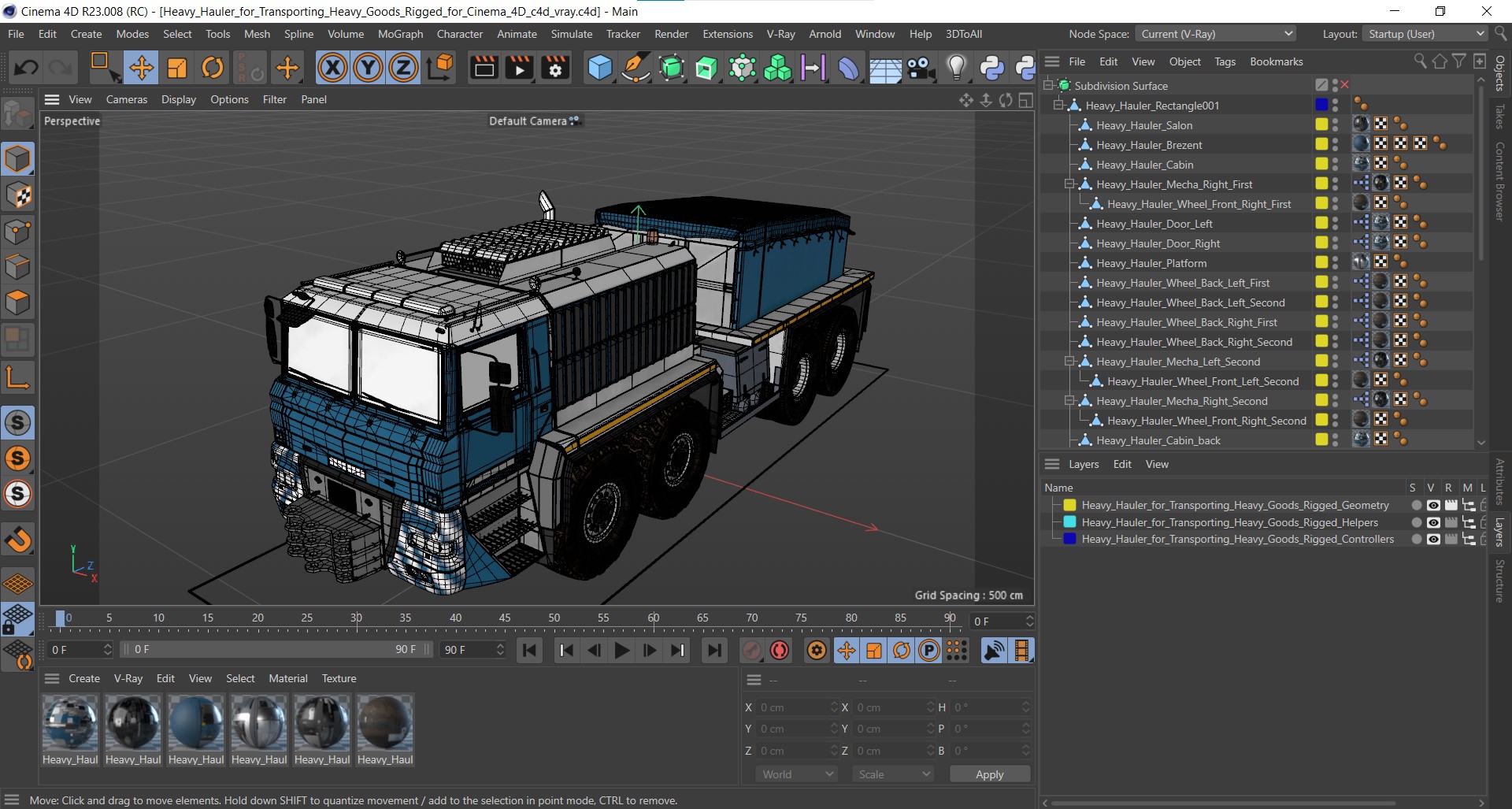 Heavy Hauler for Transporting Heavy Goods Rigged for Cinema 4D 3D