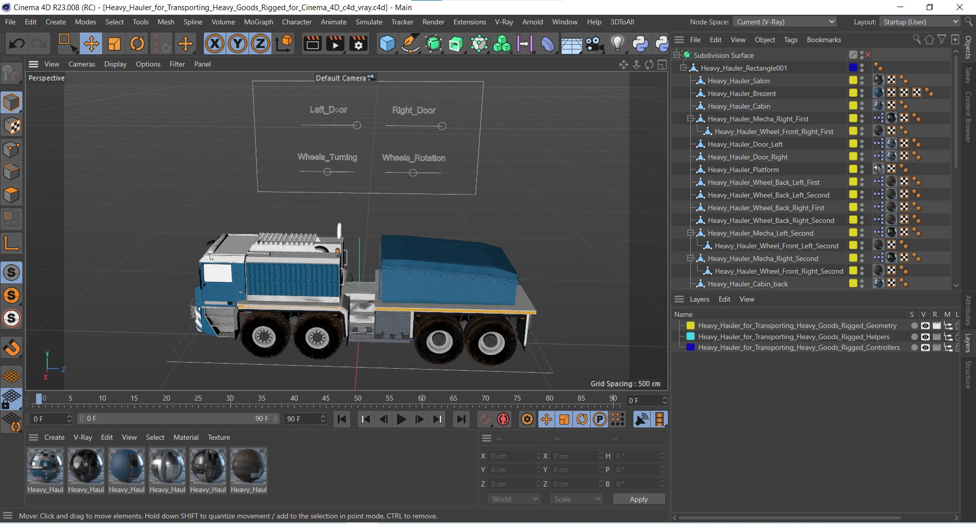 Heavy Hauler for Transporting Heavy Goods Rigged for Cinema 4D 3D
