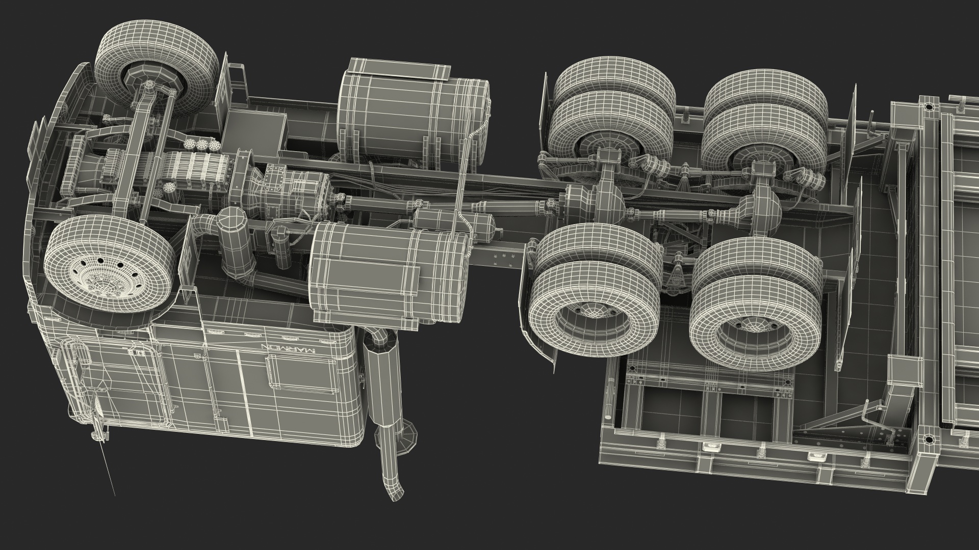 Marmon Truck with Single Drop Tri Axle Extendable Trailer 3D