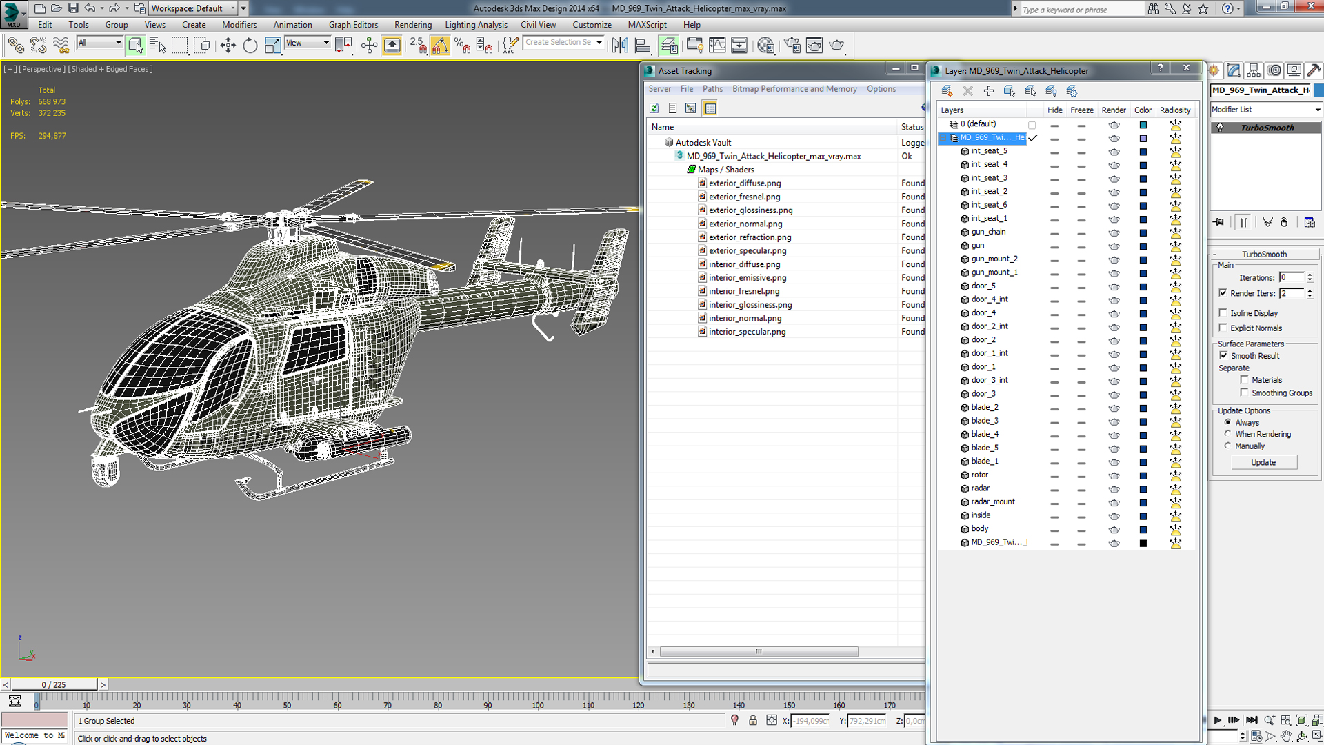 MD 969 Twin Attack Helicopter 3D model