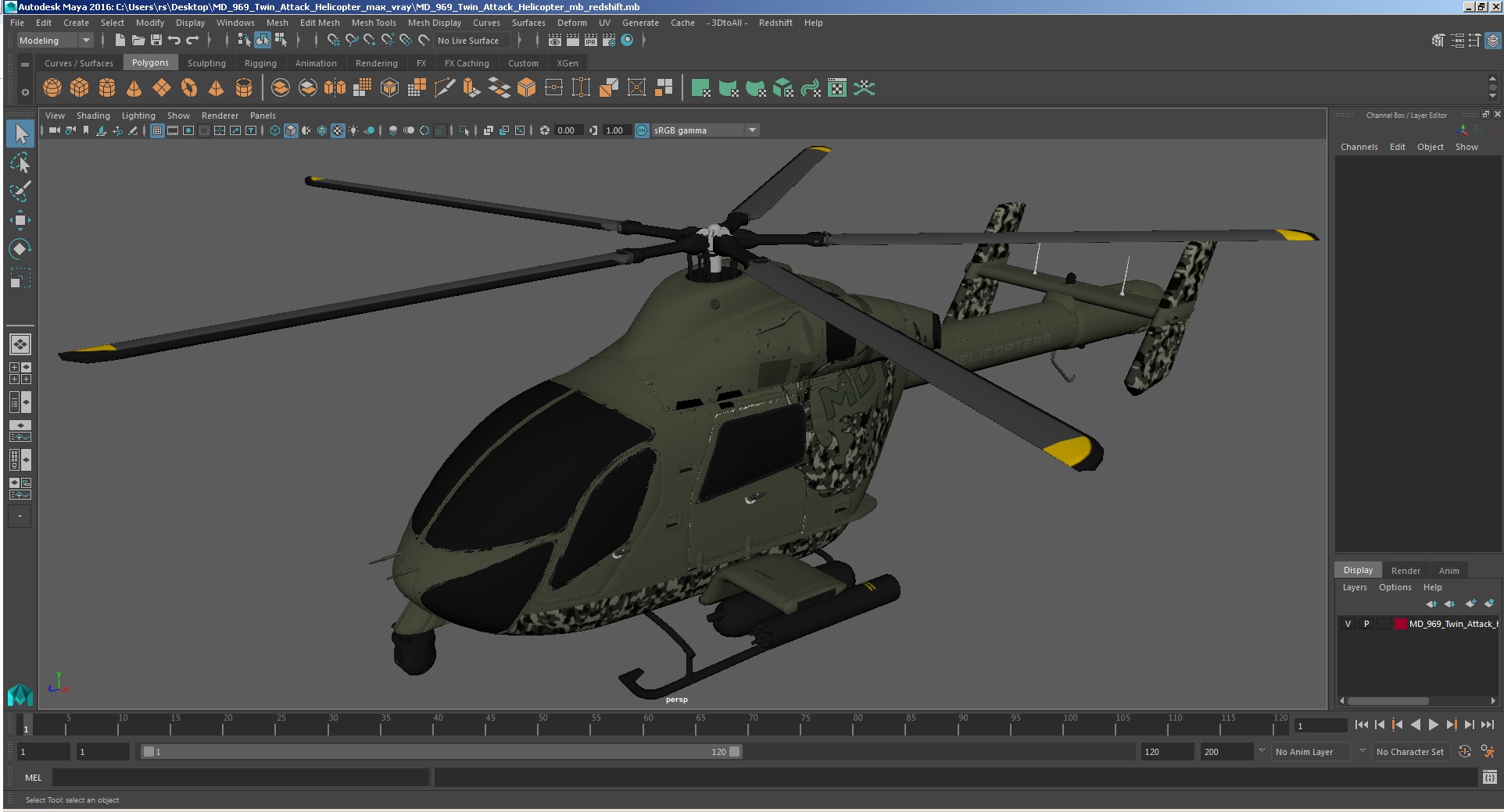 MD 969 Twin Attack Helicopter 3D model