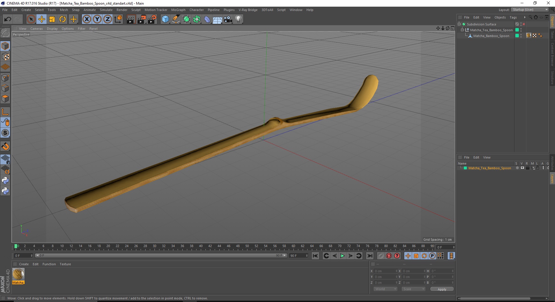 3D Matcha Tea Bamboo Spoon model