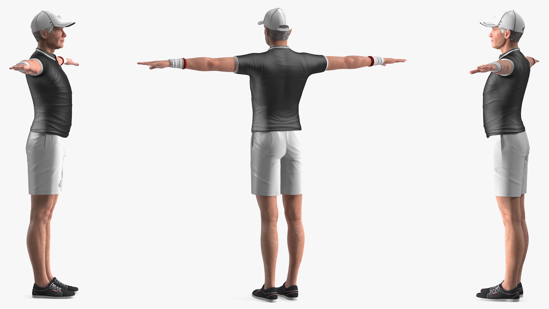 Elderly Man Sport Wear T Pose 3D model