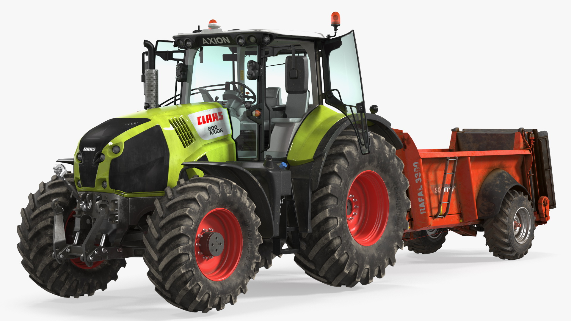 3D Tractor Claas Axion 800 with Sodimac Rafal 3300 Spreader Rigged model