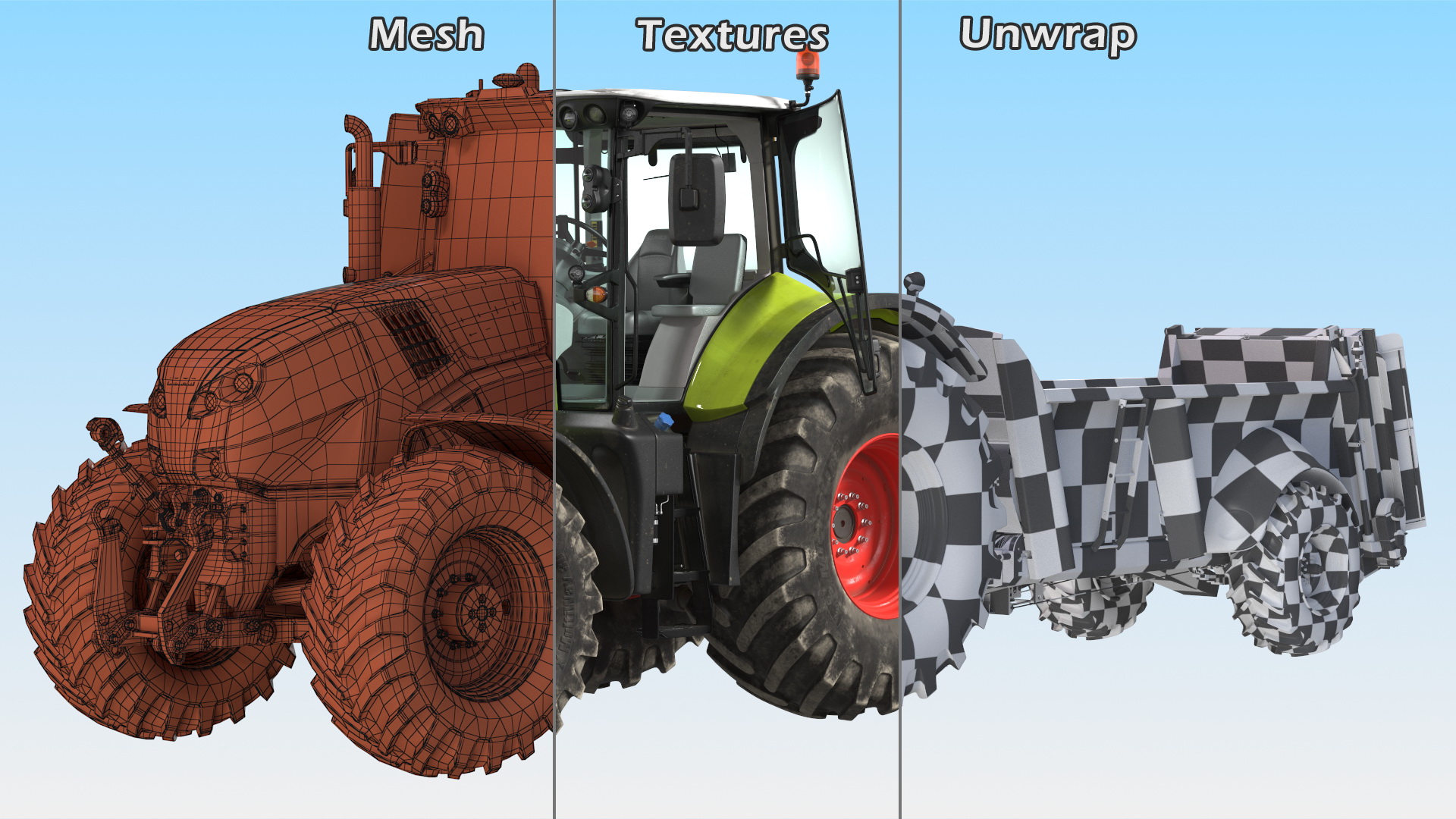 3D Tractor Claas Axion 800 with Sodimac Rafal 3300 Spreader Rigged model