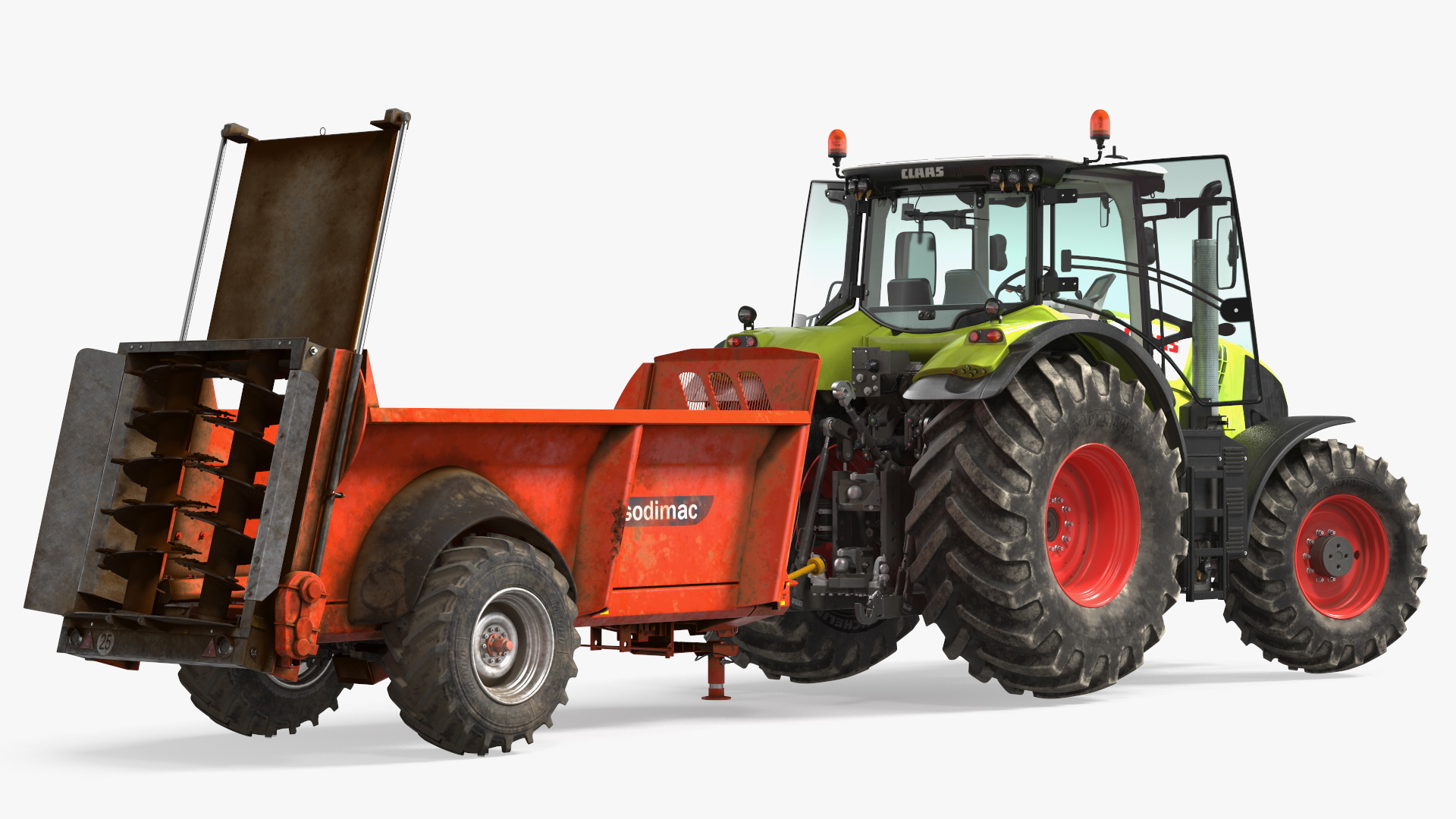 3D Tractor Claas Axion 800 with Sodimac Rafal 3300 Spreader Rigged model