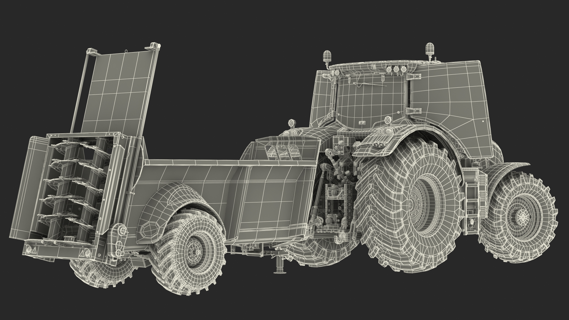 3D Tractor Claas Axion 800 with Sodimac Rafal 3300 Spreader Rigged model