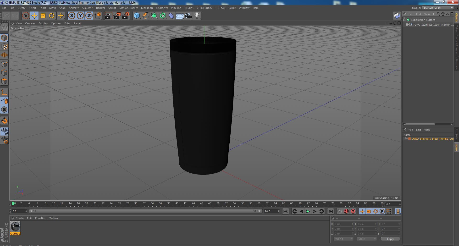 JURO Stainless Steel Thermo Cup Black 3D
