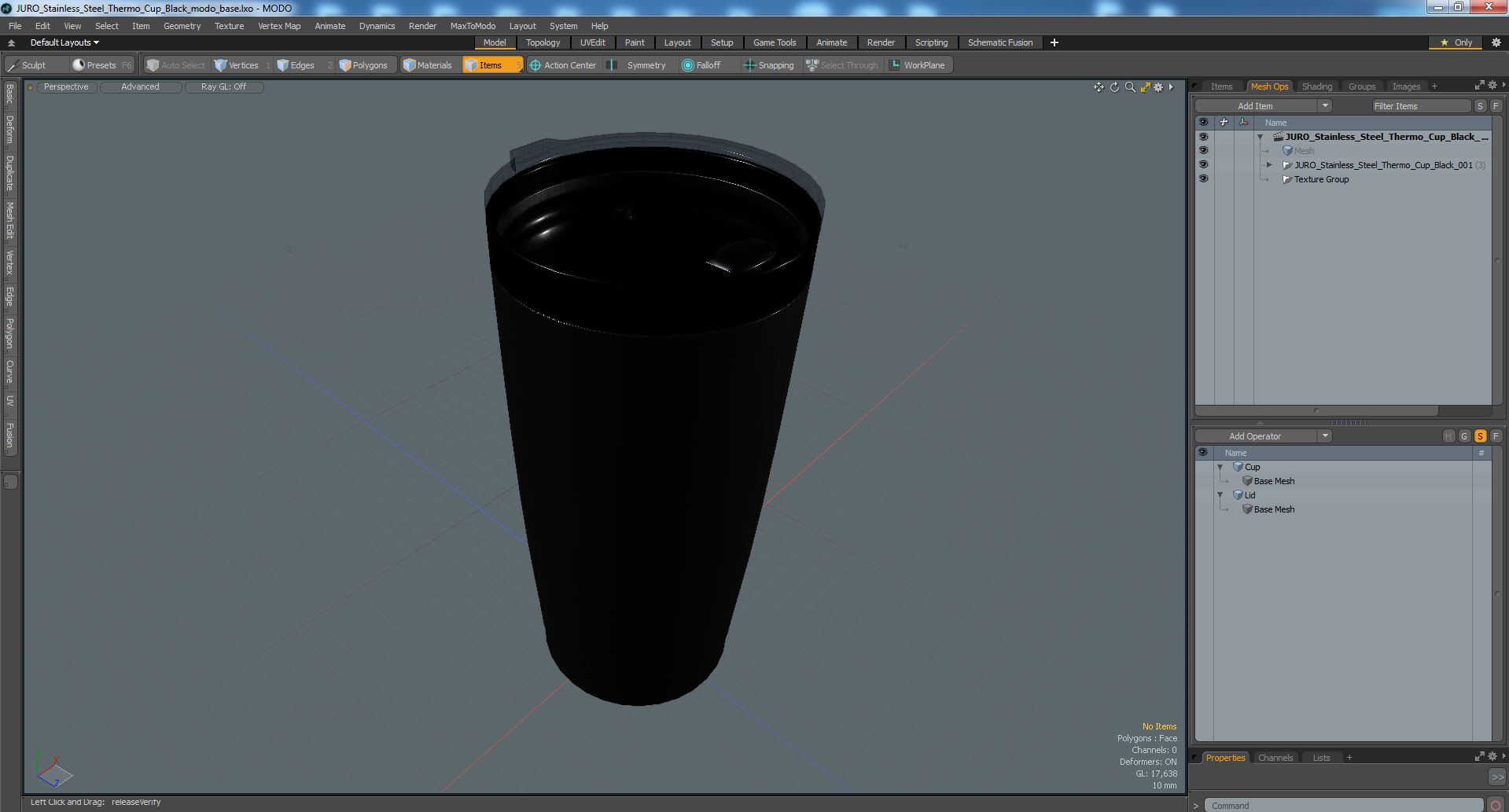 JURO Stainless Steel Thermo Cup Black 3D