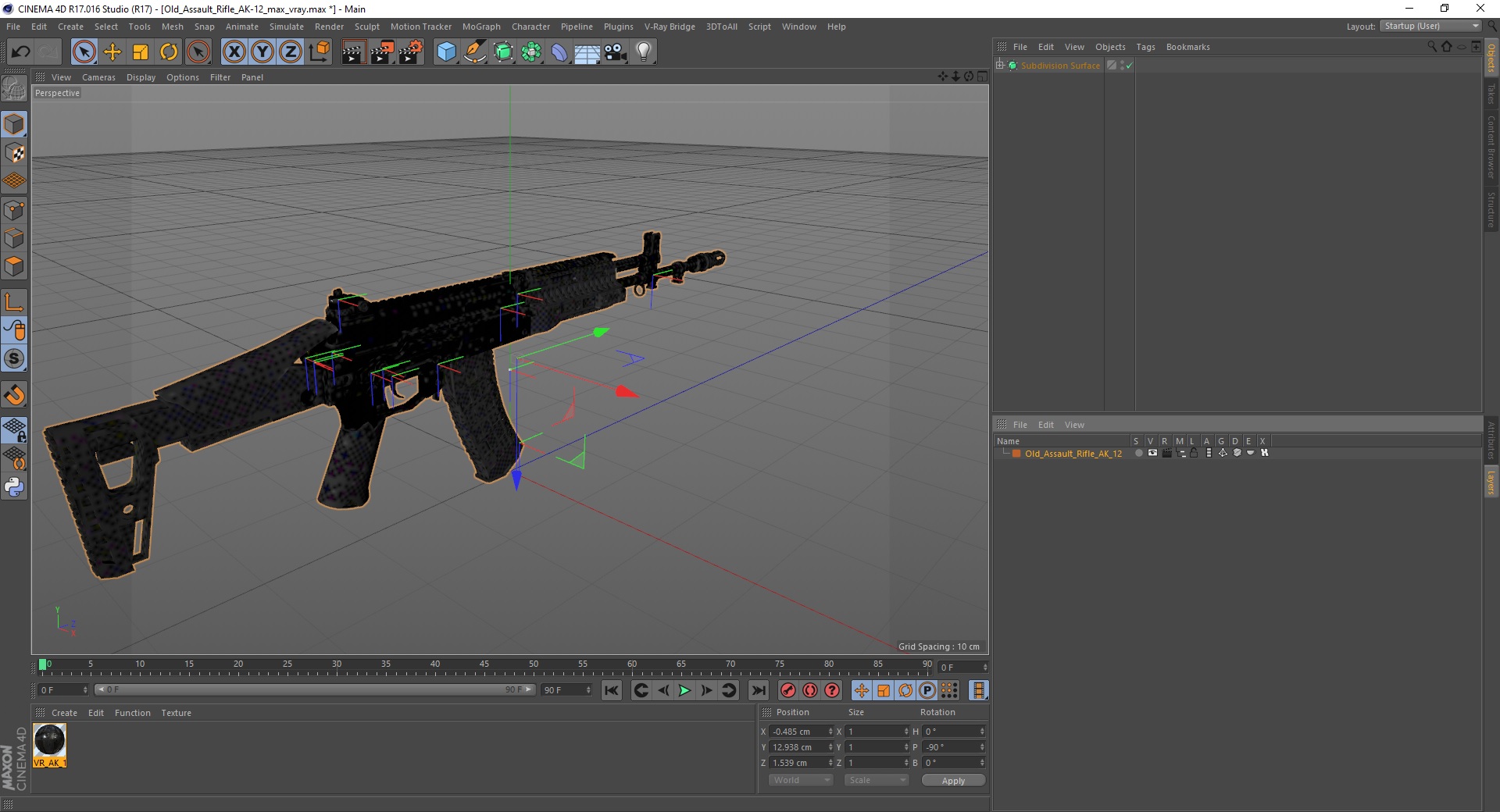 3D Old Assault Rifle AK-12 model