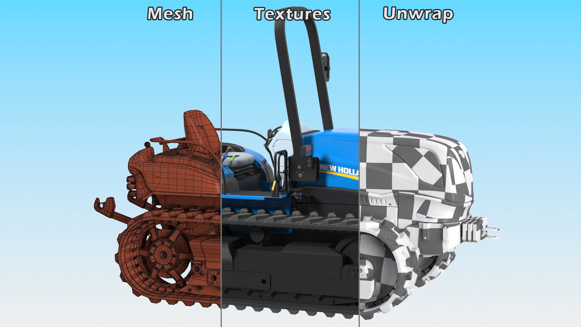 New Holland TK4 Tracked Tractor New Condition Rigged 3D