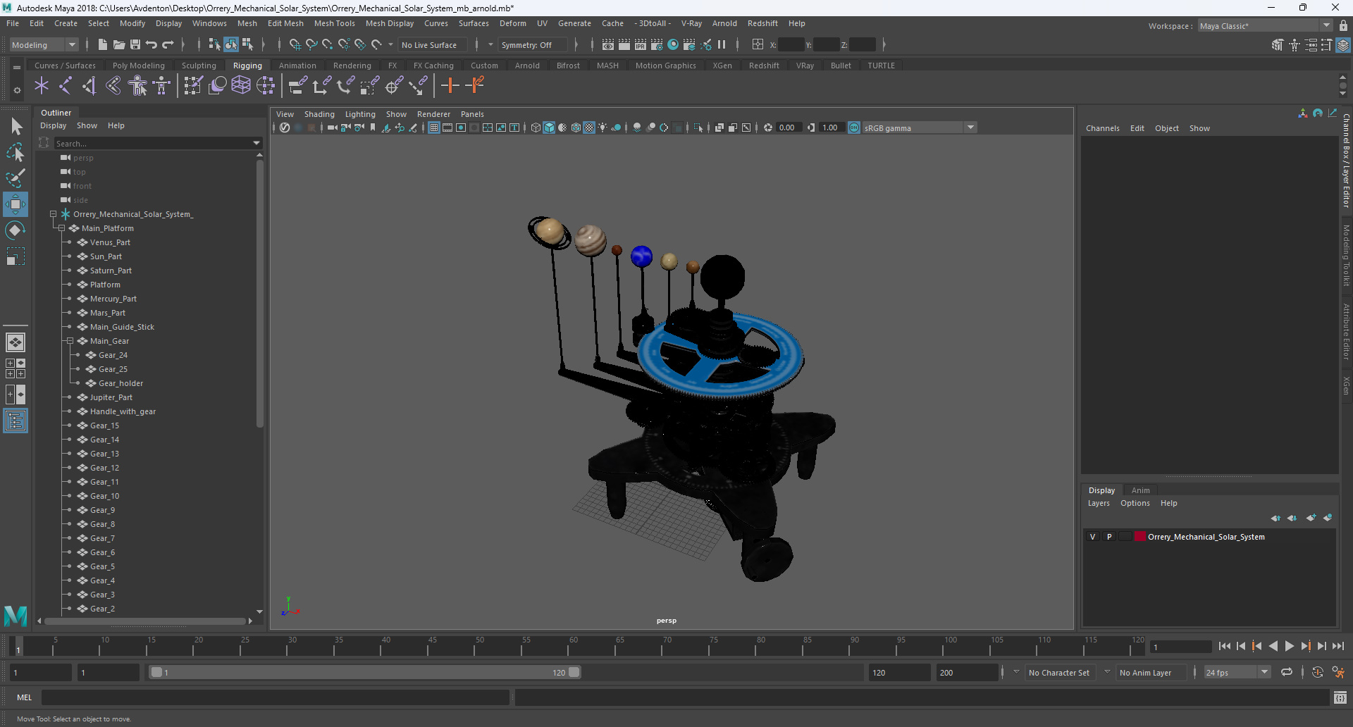 3D model Orrery Mechanical Solar System