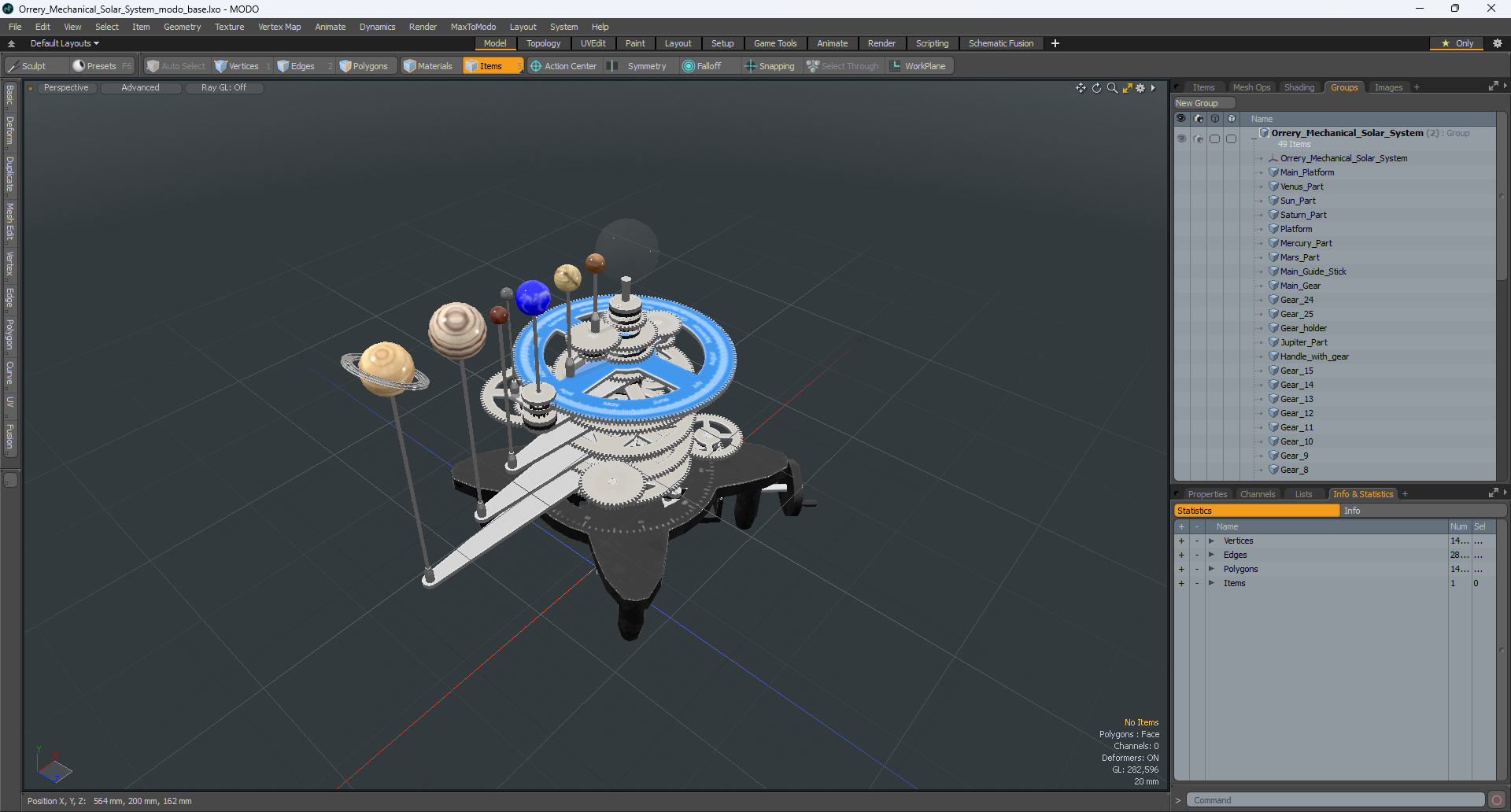 3D model Orrery Mechanical Solar System