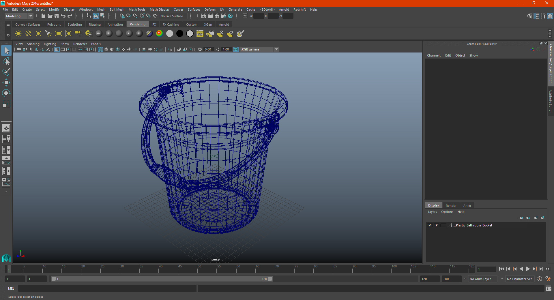 3D Plastic Bathroom Bucket model