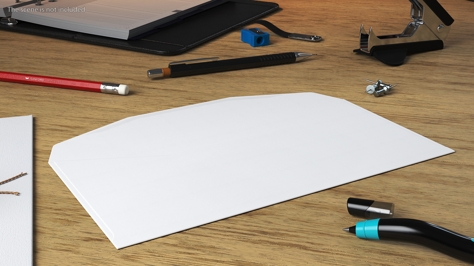 Paper Trapezium Envelope White Rigged 3D