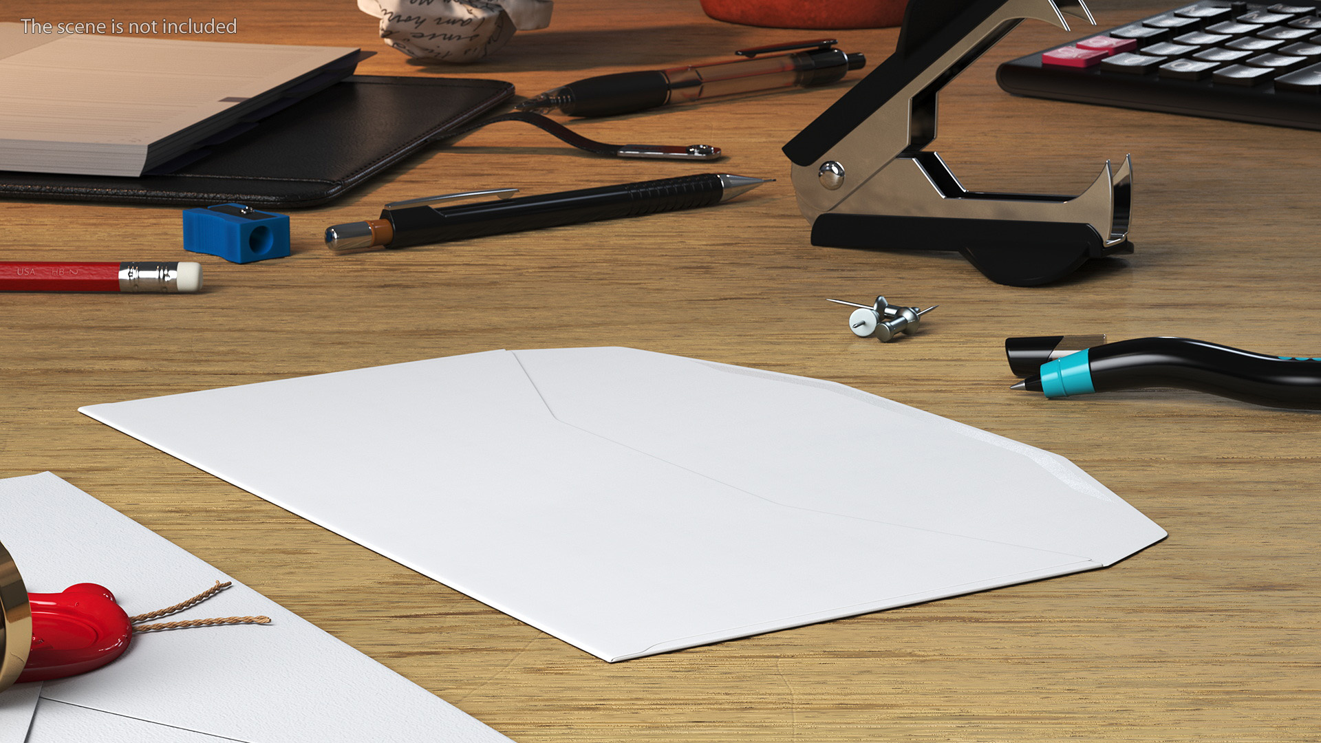 Paper Trapezium Envelope White Rigged 3D