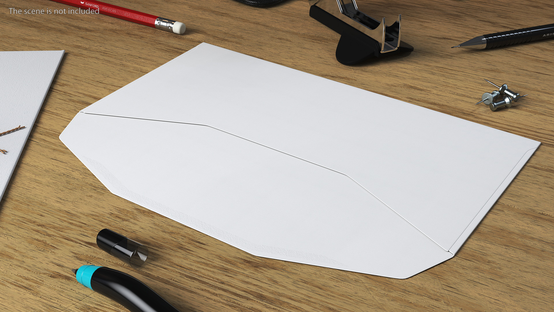 Paper Trapezium Envelope White Rigged 3D