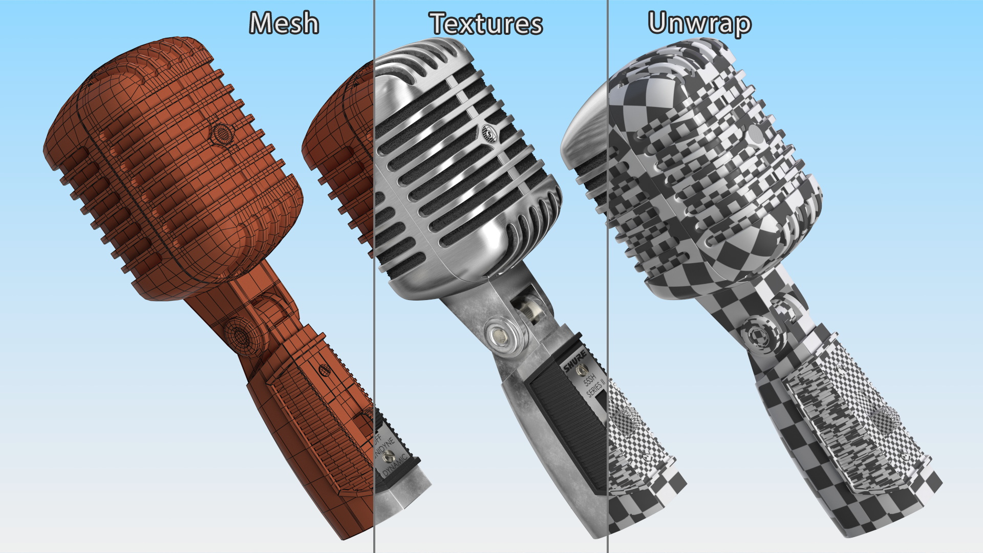 Vintage Microphone Shure 55SH Series II 3D model