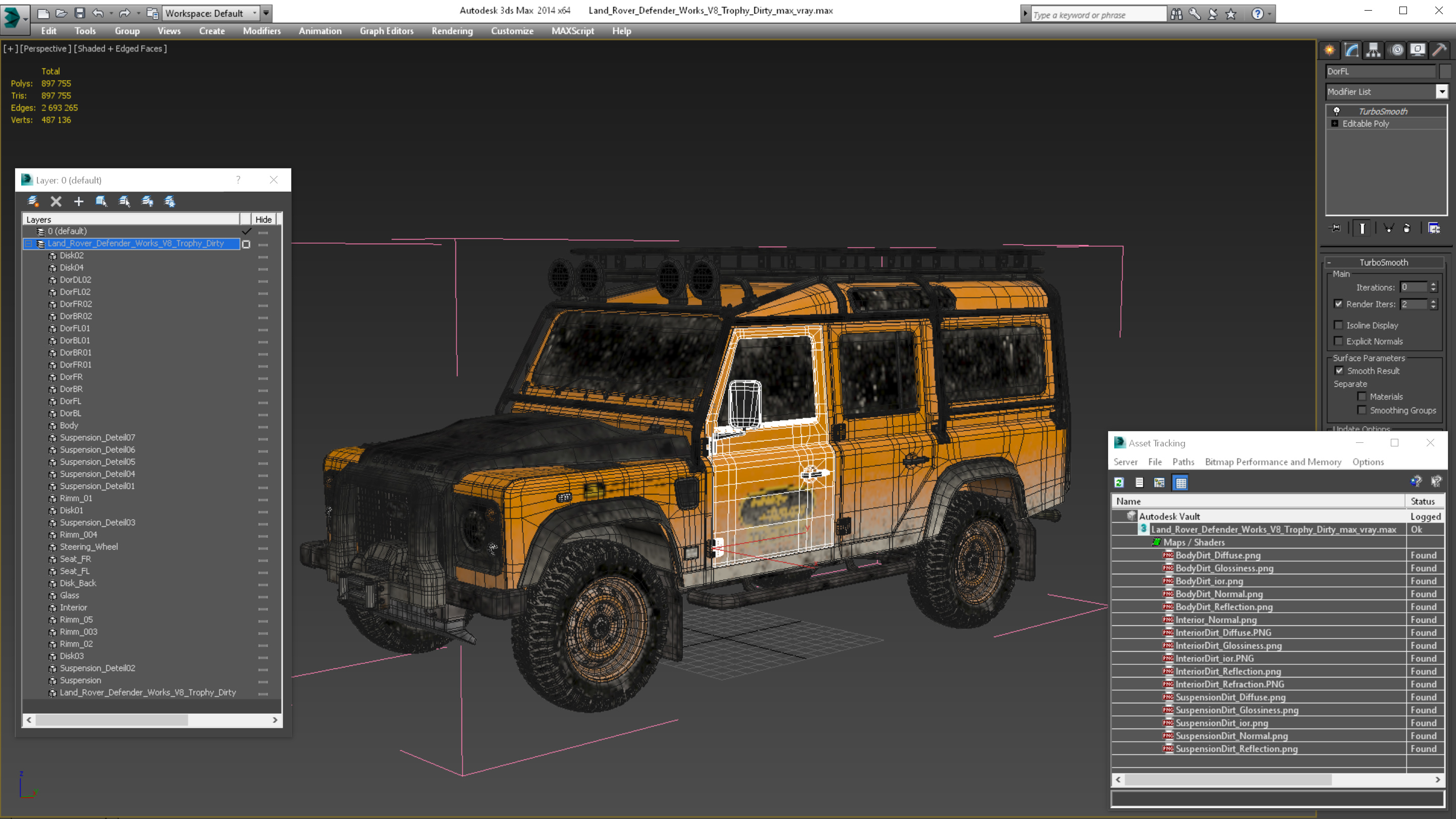 3D Land Rover Defender Works V8 Trophy Dirty