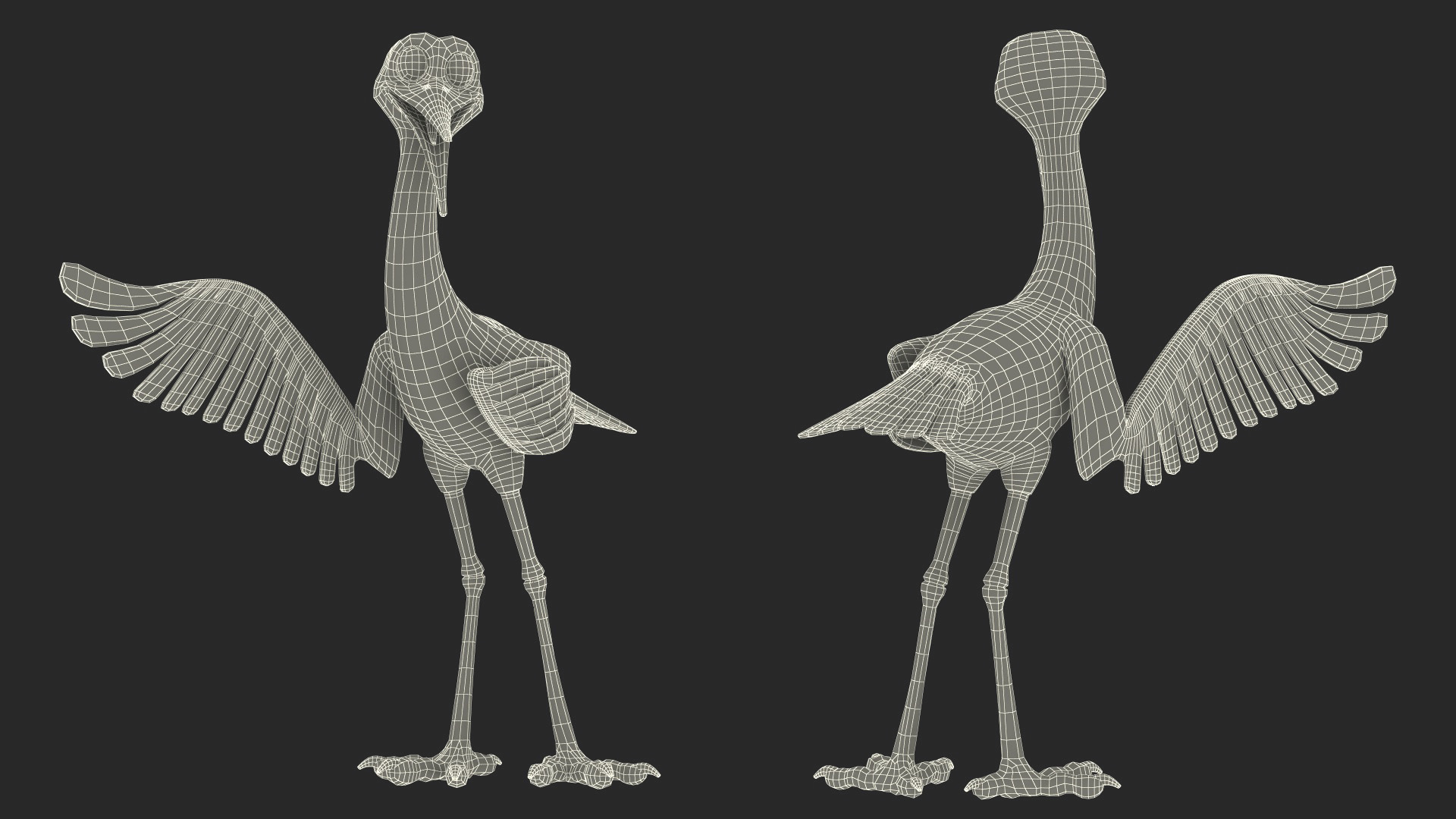 3D Cartoon Stork Talk Pose model