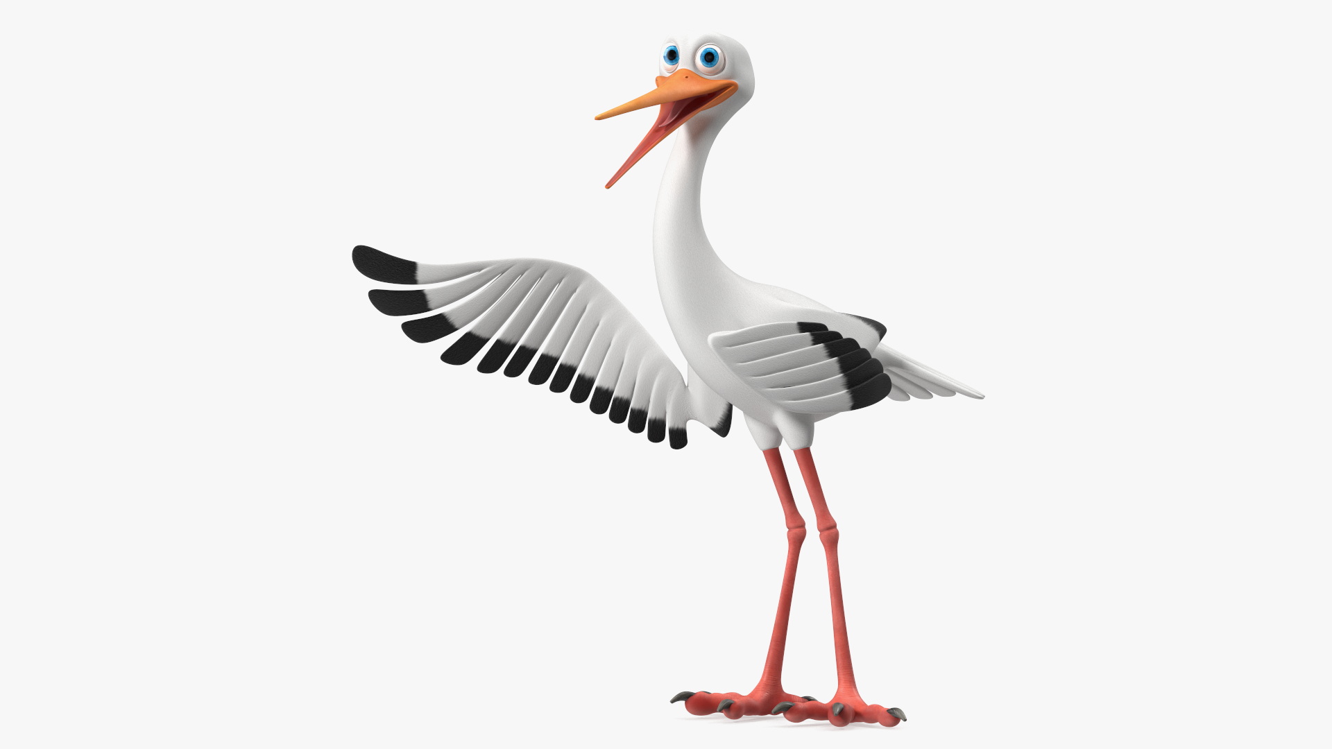 3D Cartoon Stork Talk Pose model