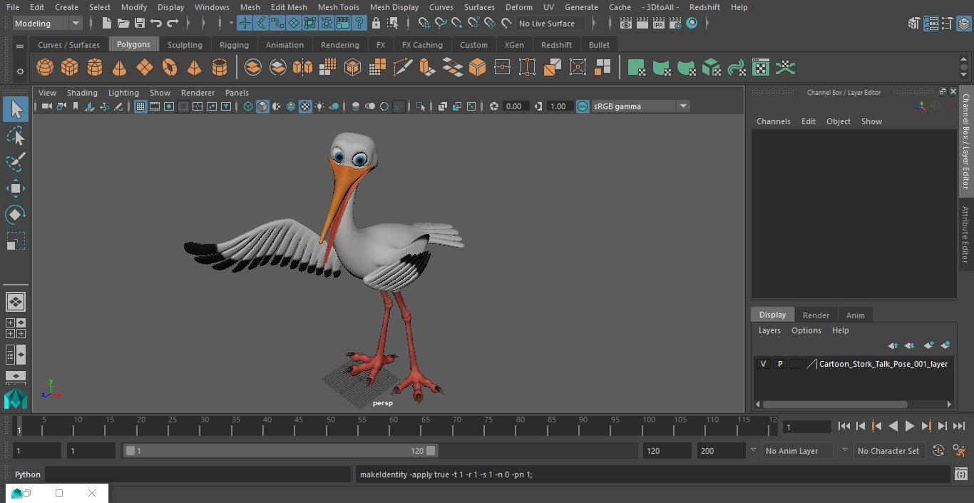 3D Cartoon Stork Talk Pose model