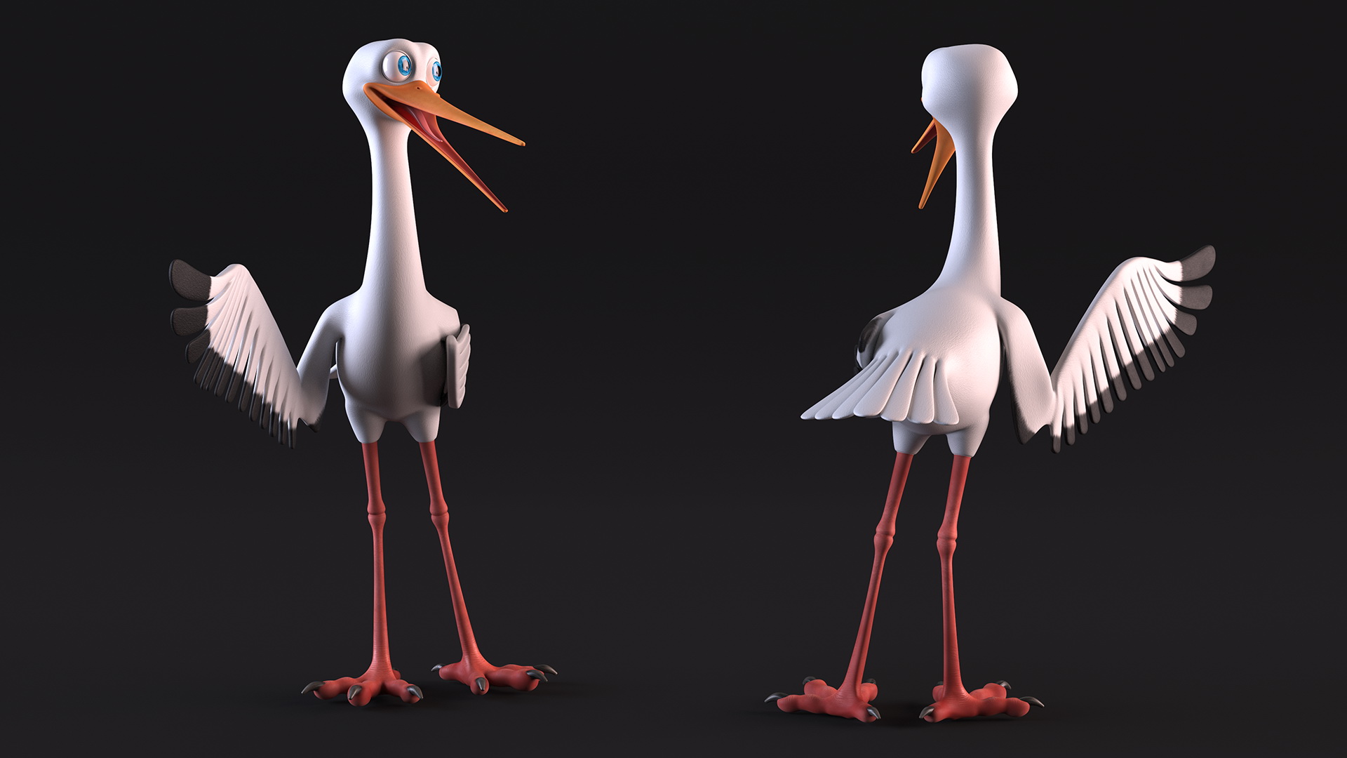 3D Cartoon Stork Talk Pose model