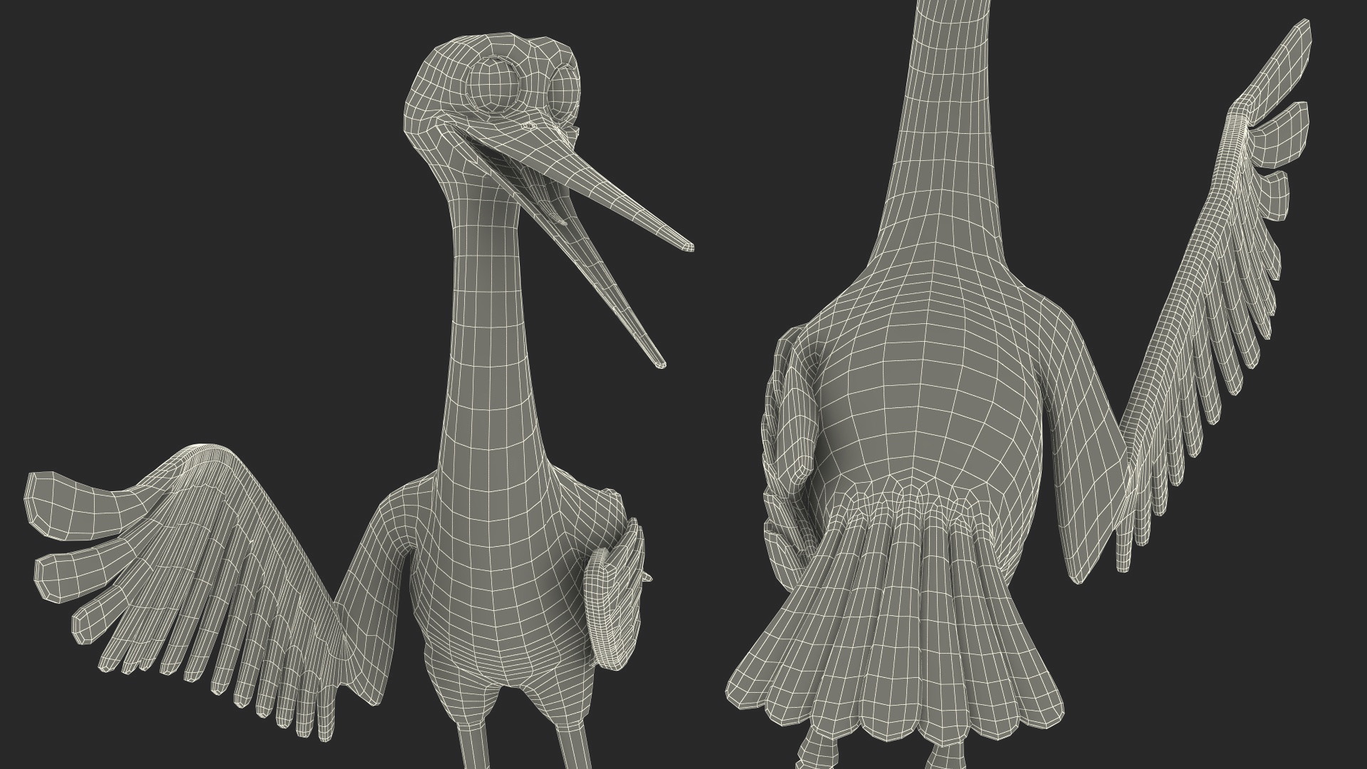 3D Cartoon Stork Talk Pose model