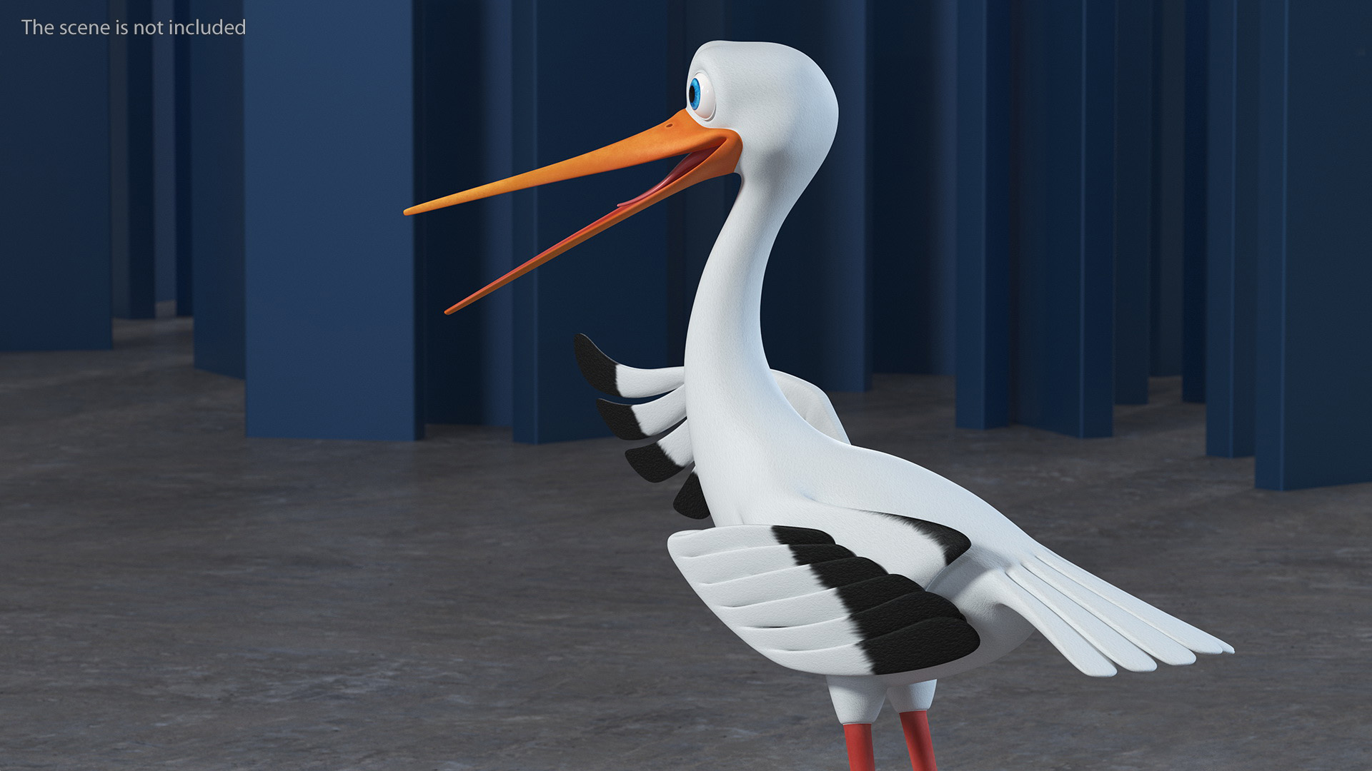 3D Cartoon Stork Talk Pose model
